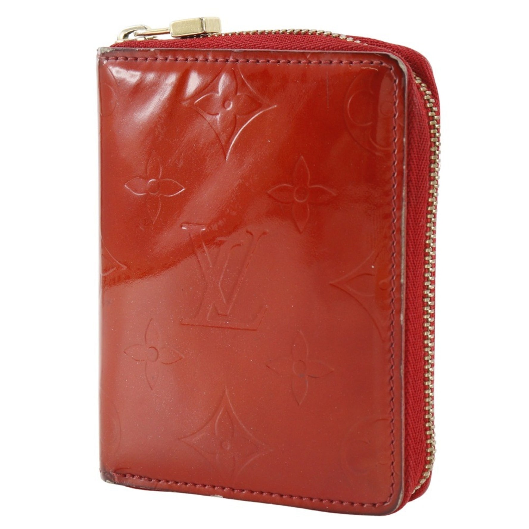 Louis Vuitton Bloom Bi-fold Wallet Round Monogram Vernis Rouge 2001 Red