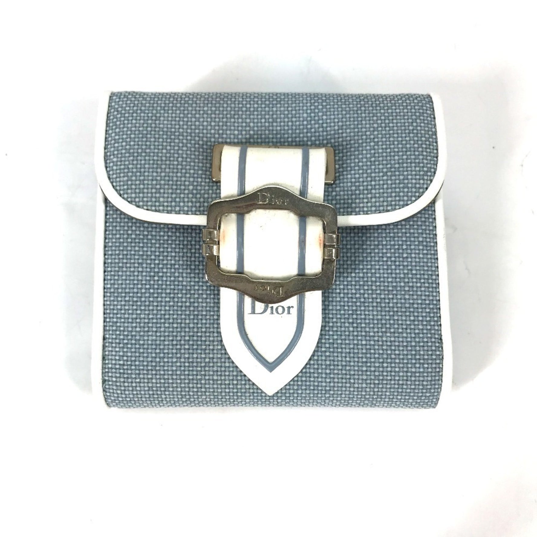 Christian Dior Dior Two-tone Logo Double-Hook Compact Wallet, Bi-fold Canvas and Leather