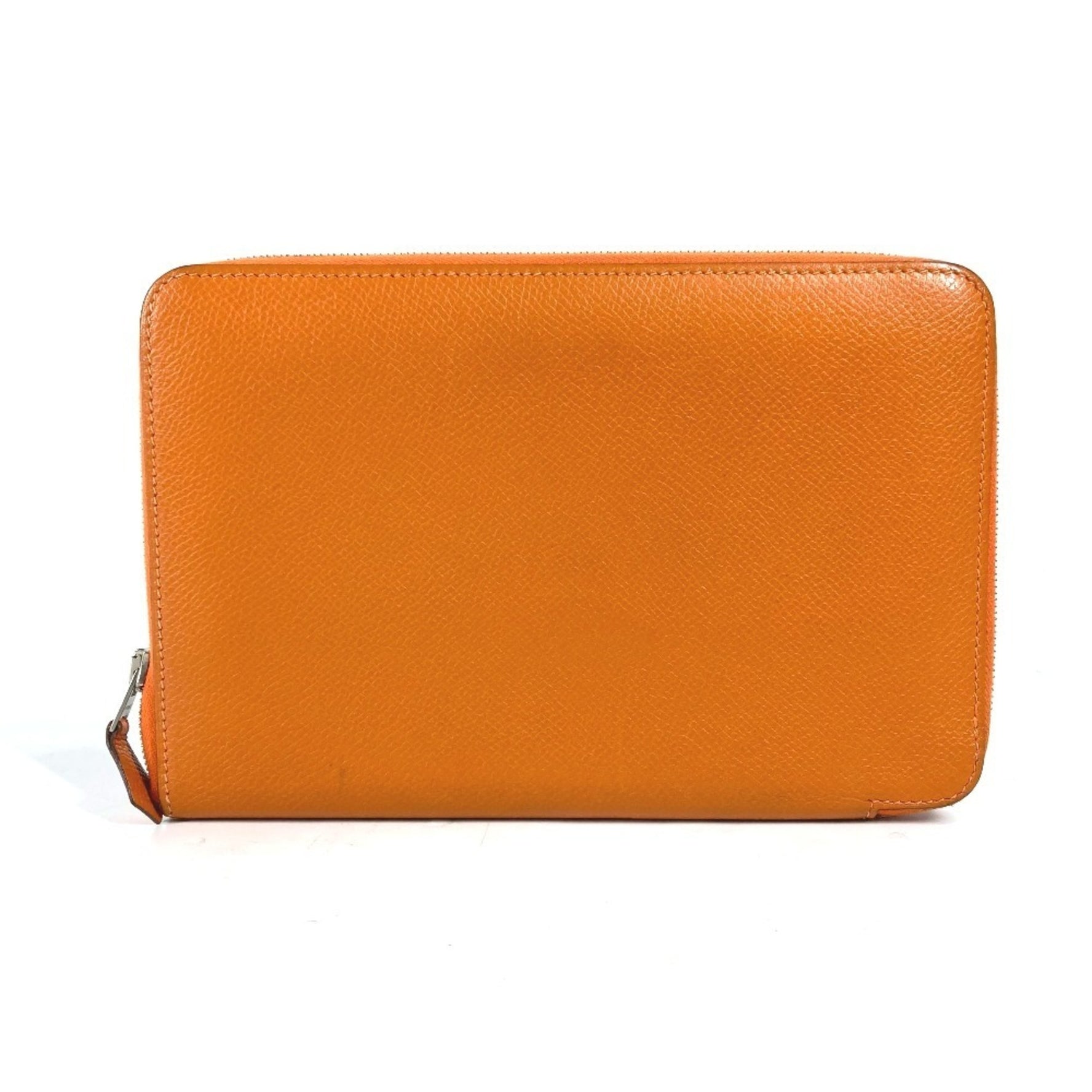 HERMES Azap Integral Long Wallet Round Zipper Leather Men's