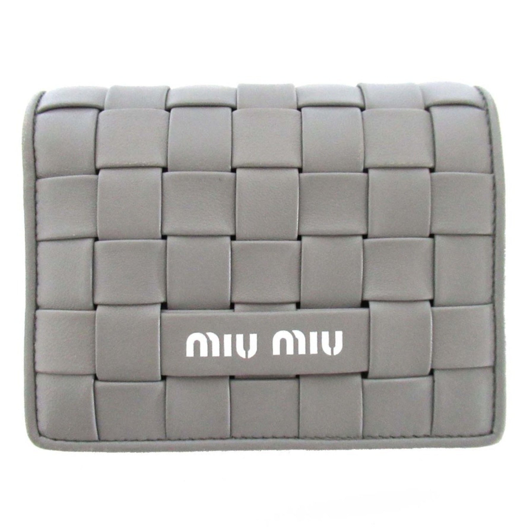 Miu Miu Miu INTRECCIO Leather Compact Wallet, Bi-fold