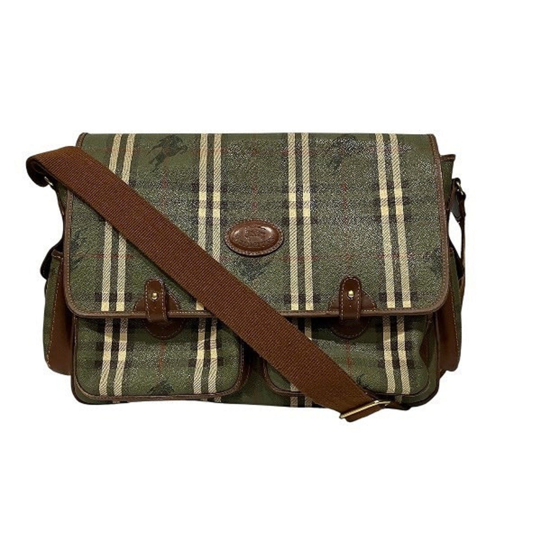 Burberry Green Check Bag Shoulder Men Women