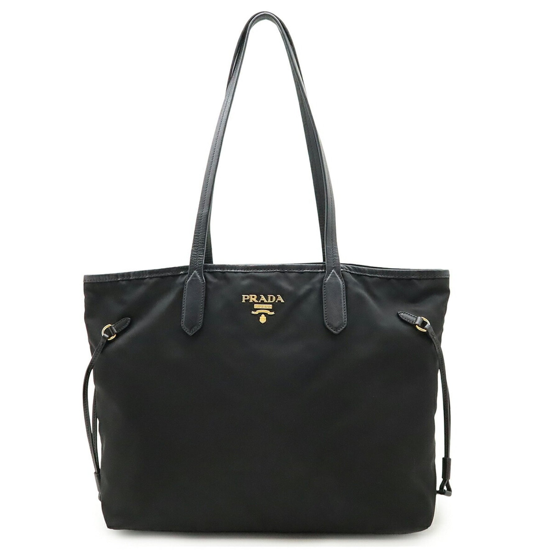 PRADA Tote Bag Shoulder Nylon Leather NERO Black
