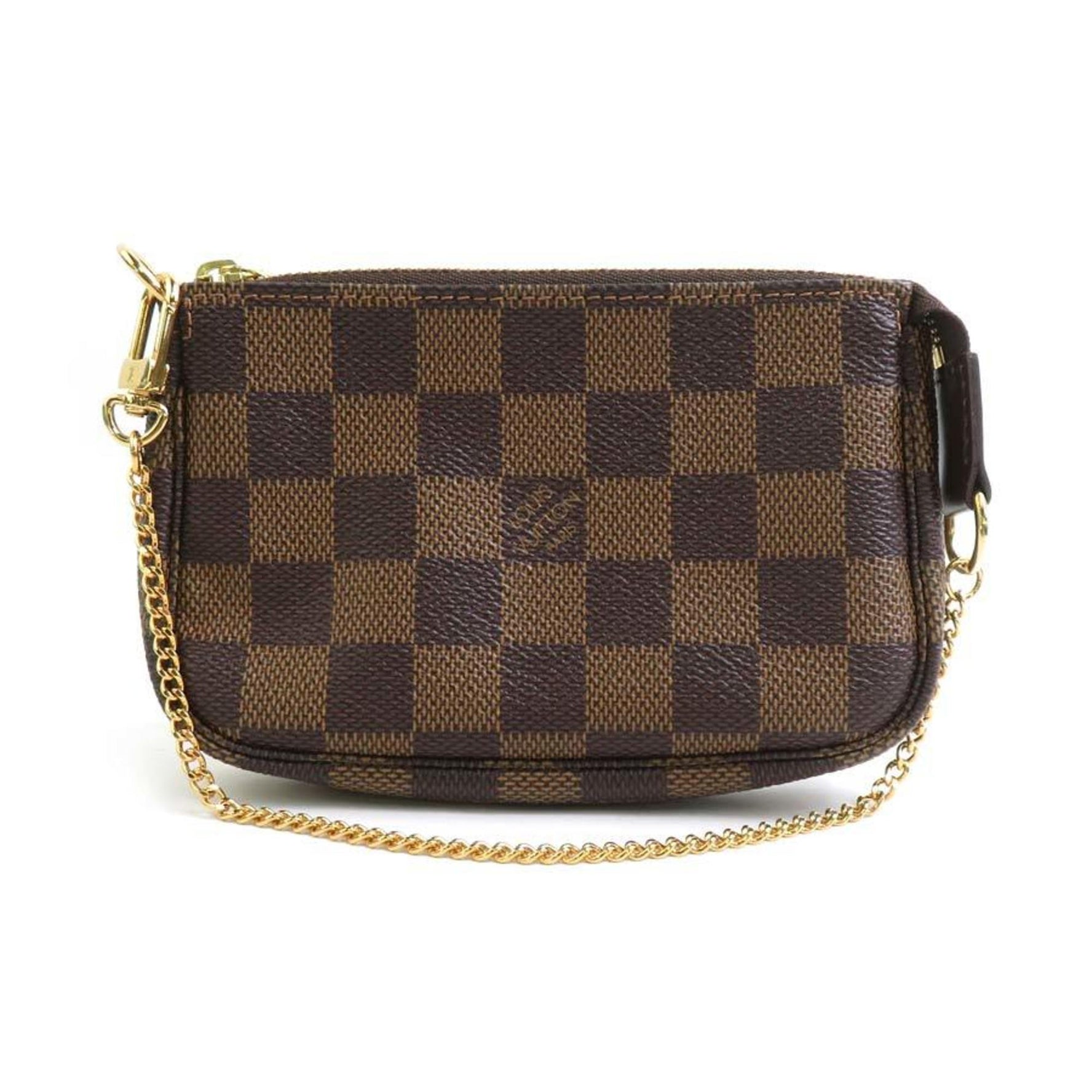 Louis Vuitton Pouch Handbag Damier Mini Pochette Accessoires Canvas Brown Gold