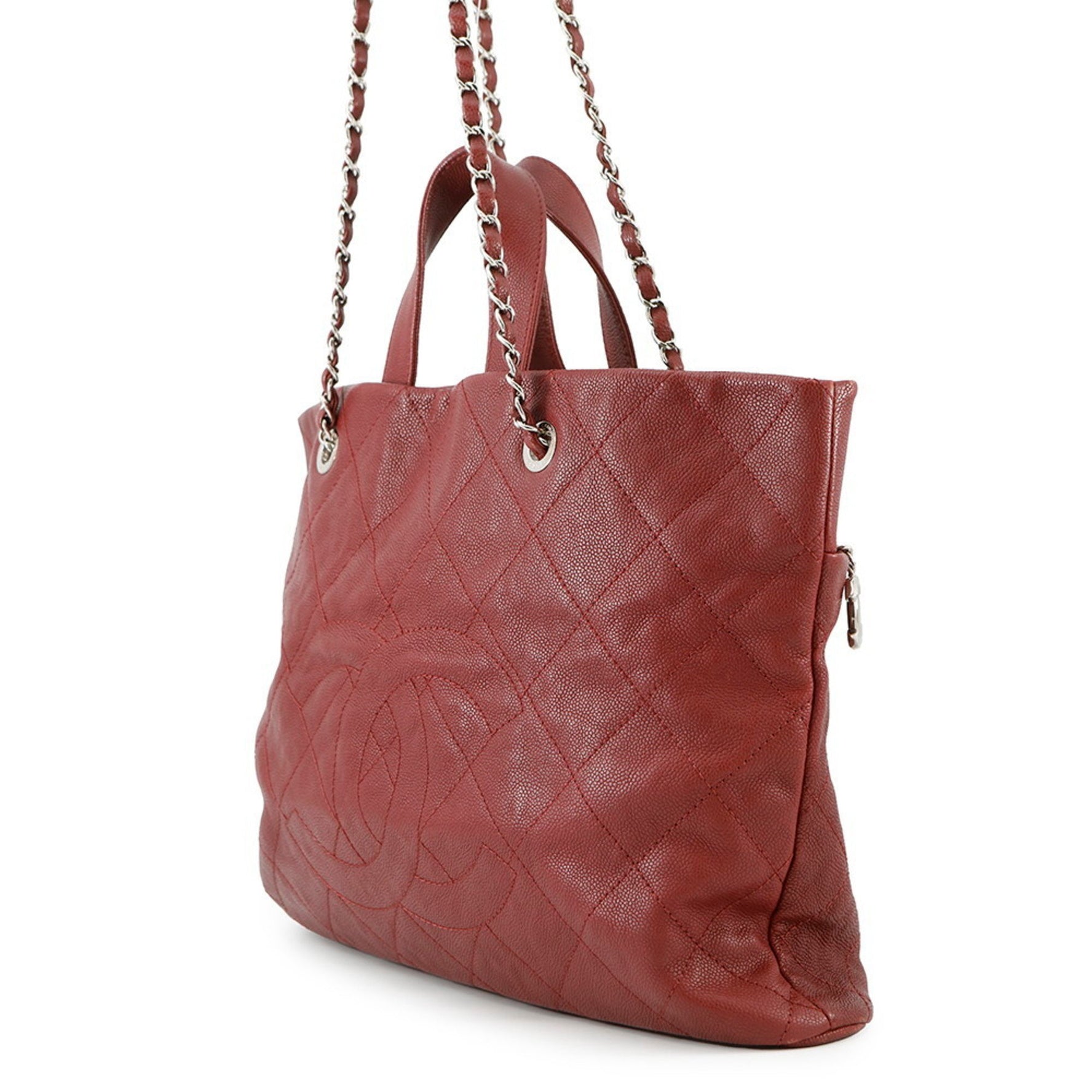 CHANEL Chain Tote Bag Matelasse Coco Mark Caviar Skin