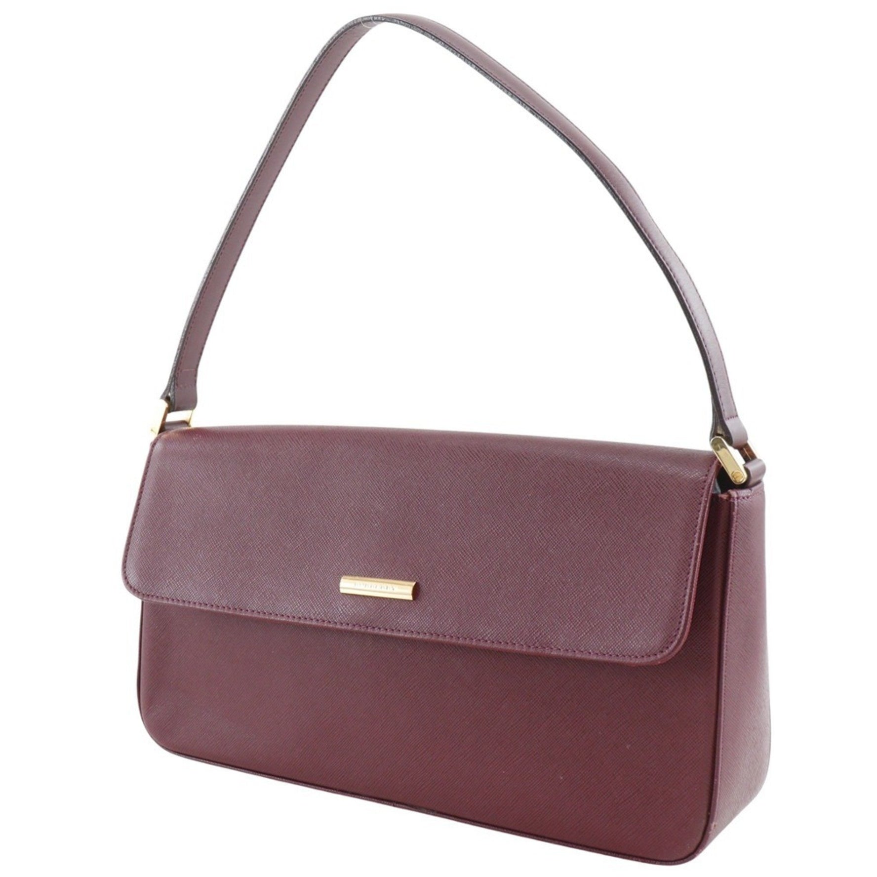 Burberry Hobo Shoulder Bag Leather Bordeaux Type Women's