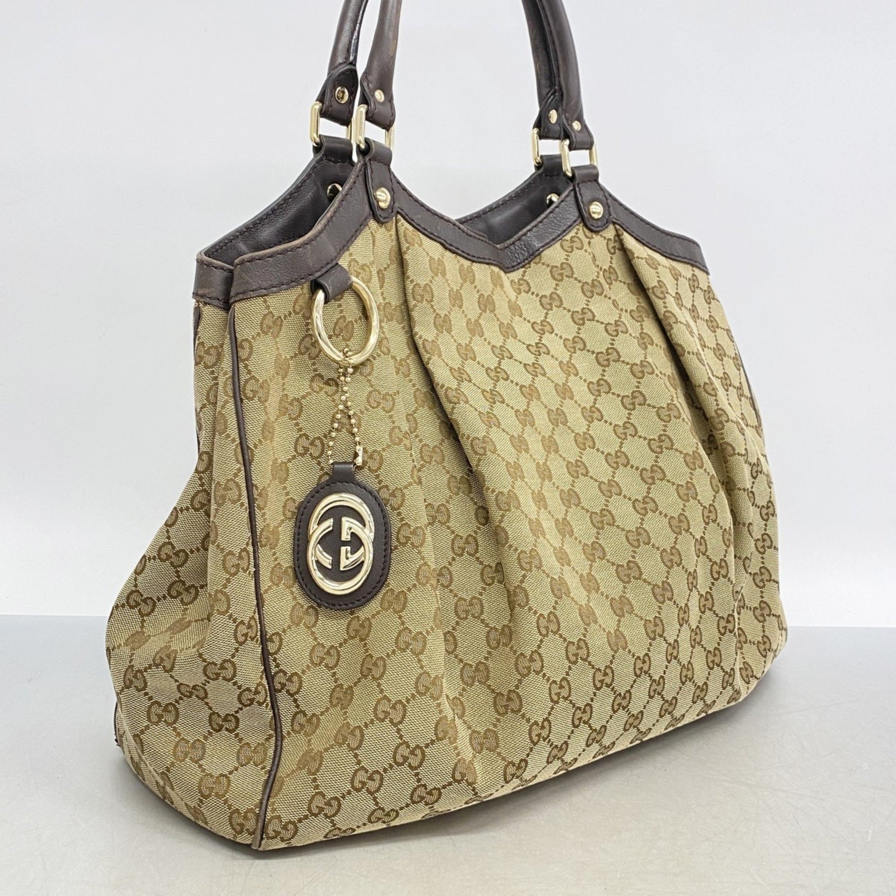 Gucci GG Canvas Sukey Tote Bag Champagne