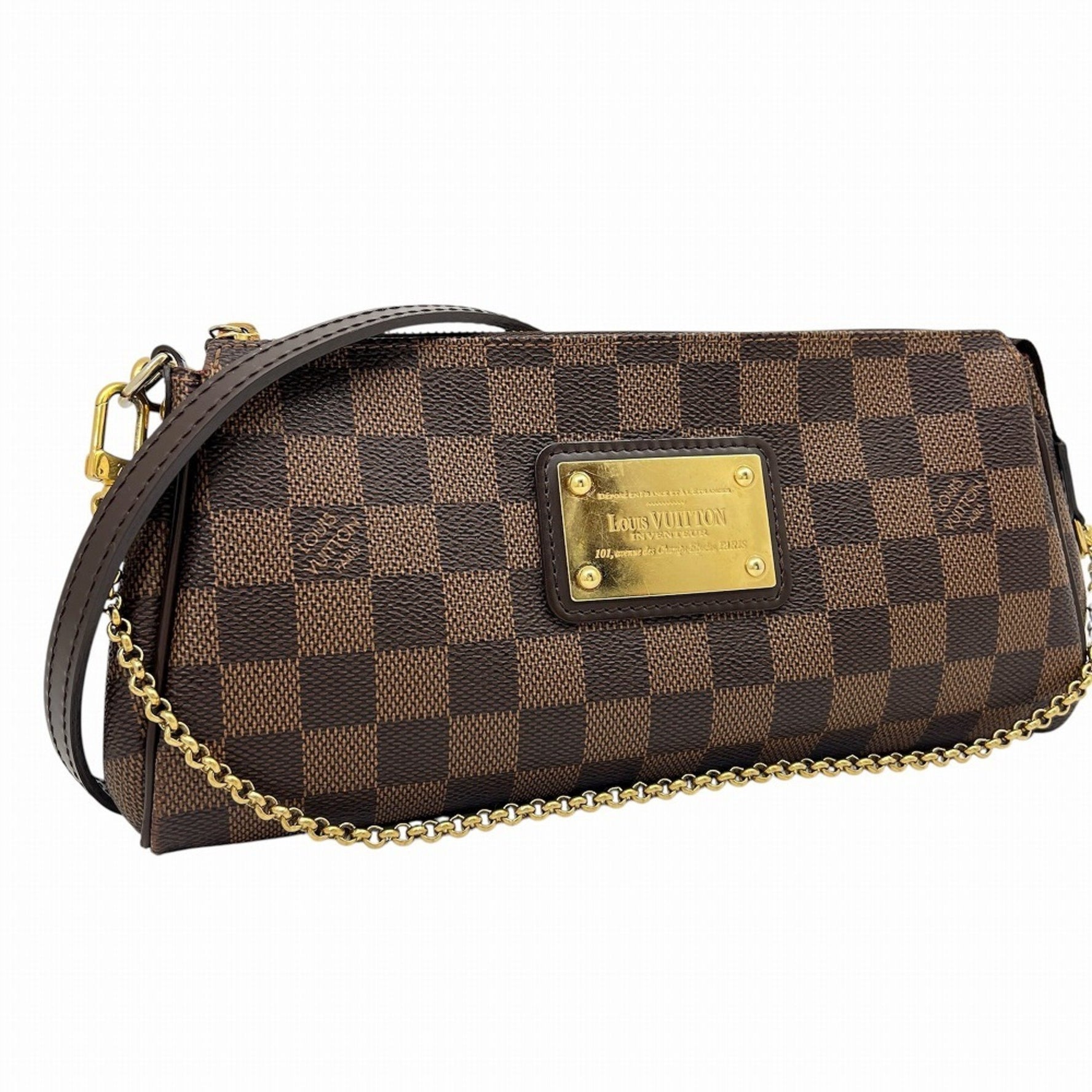 LOUIS VUITTON Damier Eva Pouch Clutch Bag Chain Shoulder