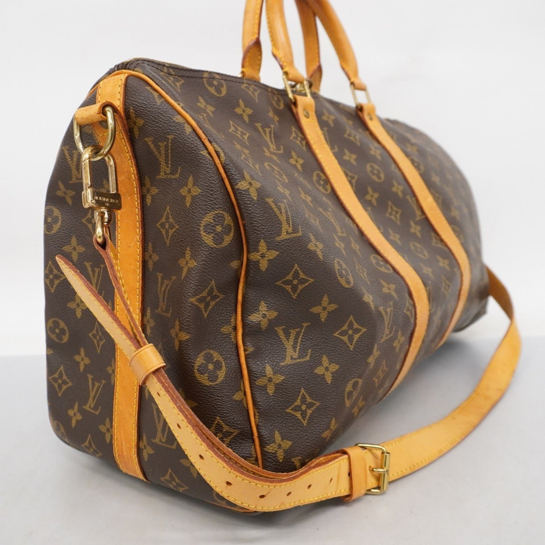 Louis Vuitton Monogram Keepall Bandouliere 45 Boston Bag M41418 Brown Men's and Women's