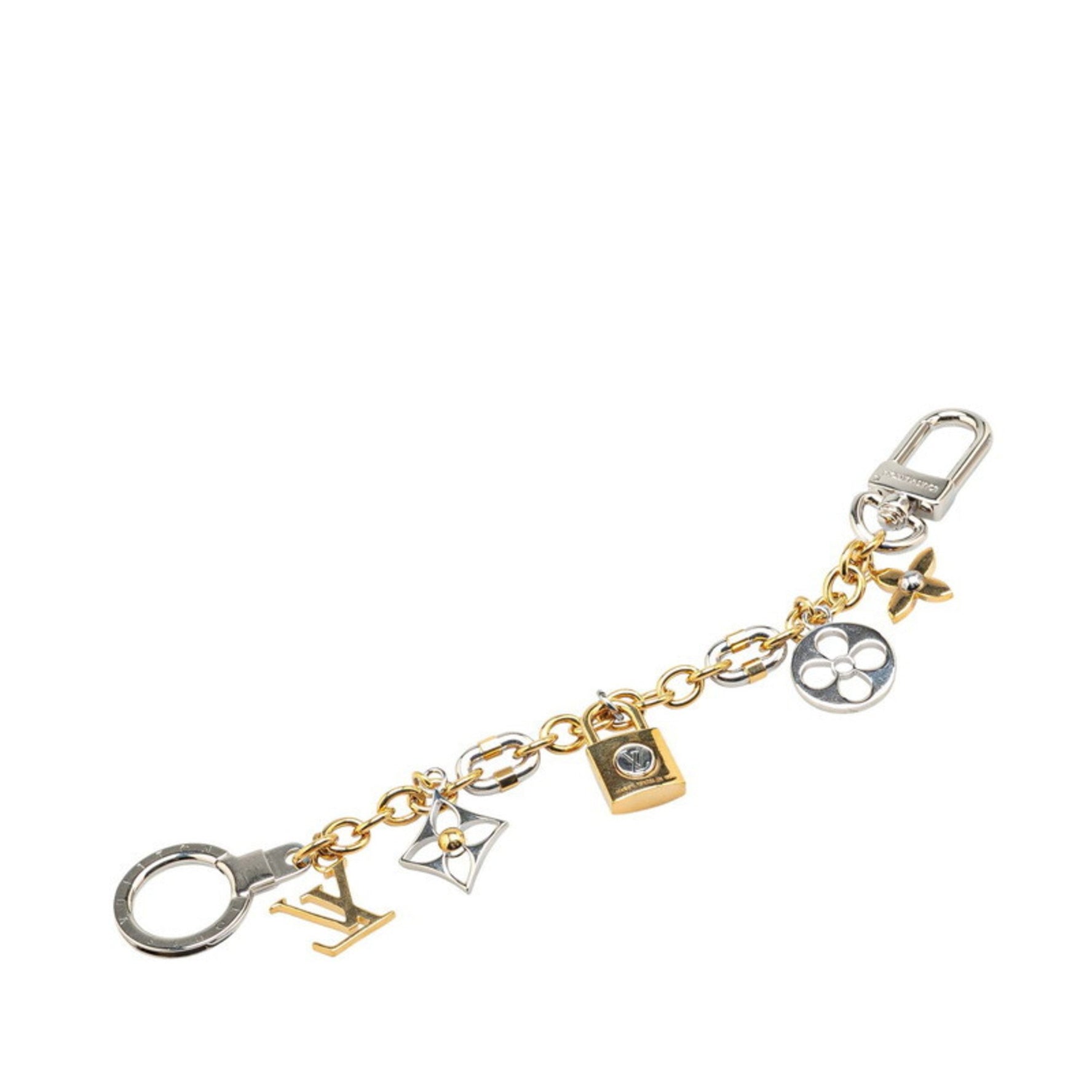 Louis Vuitton Chain LV Padlock Bag Charm Keychain Gold and Silver Plated