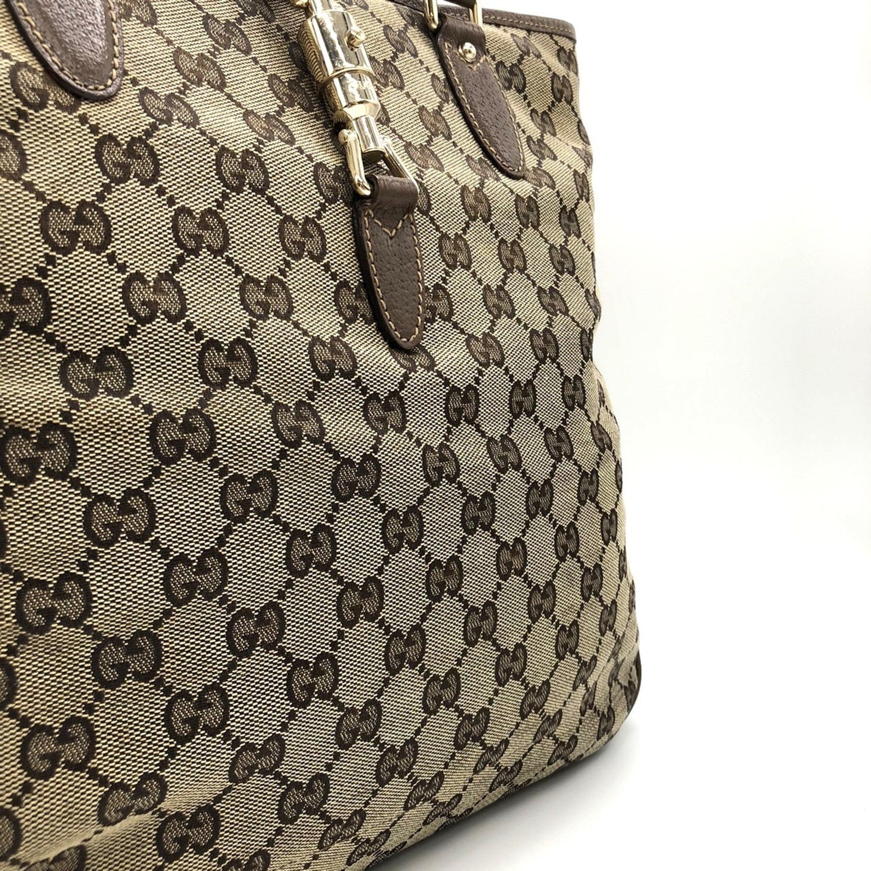 GUCCI Tote Bag New Jackie GG Canvas Brown Beige and Men's