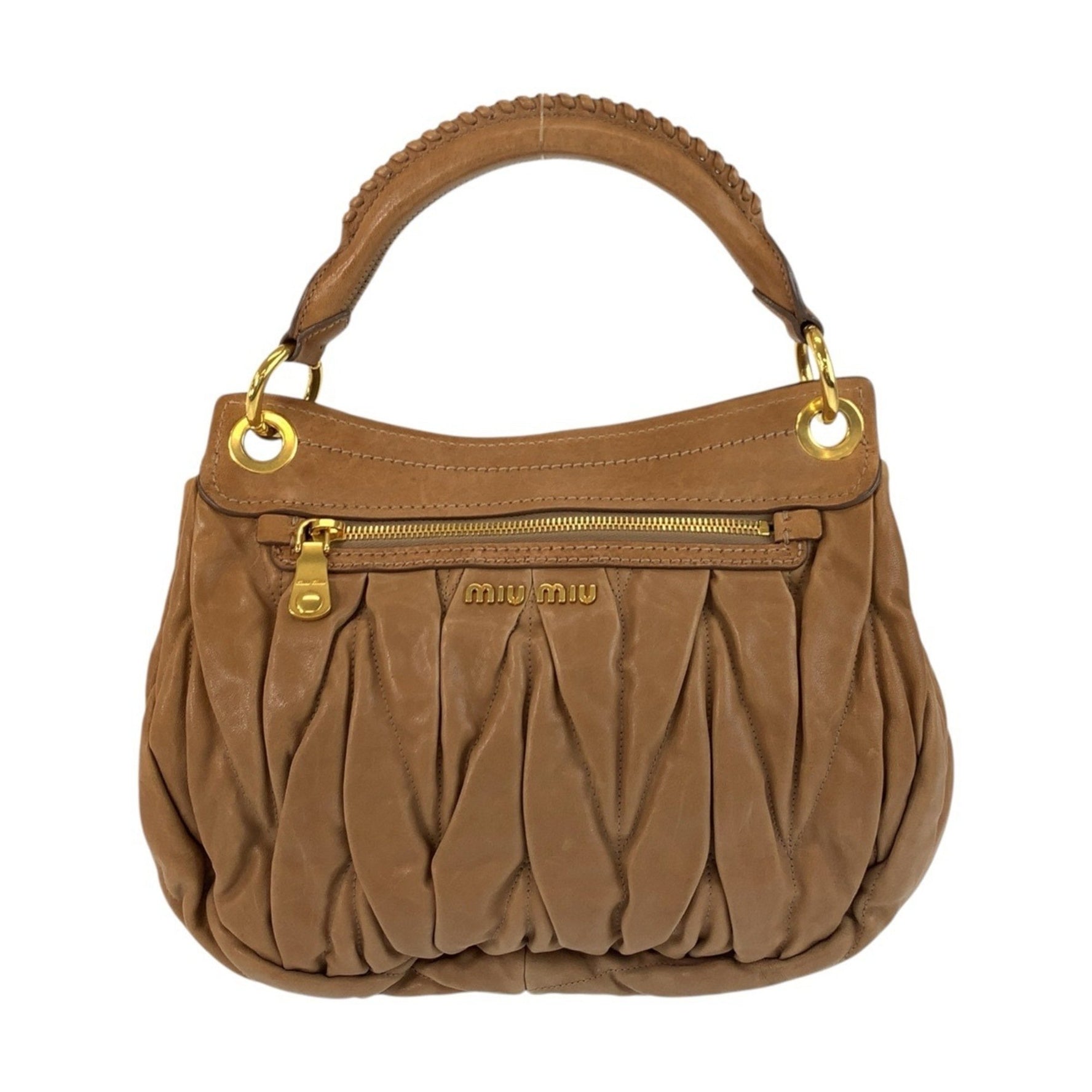 Miu Miu Miu Matelasse Gold Hardware Leather Handbag Shoulder Bag