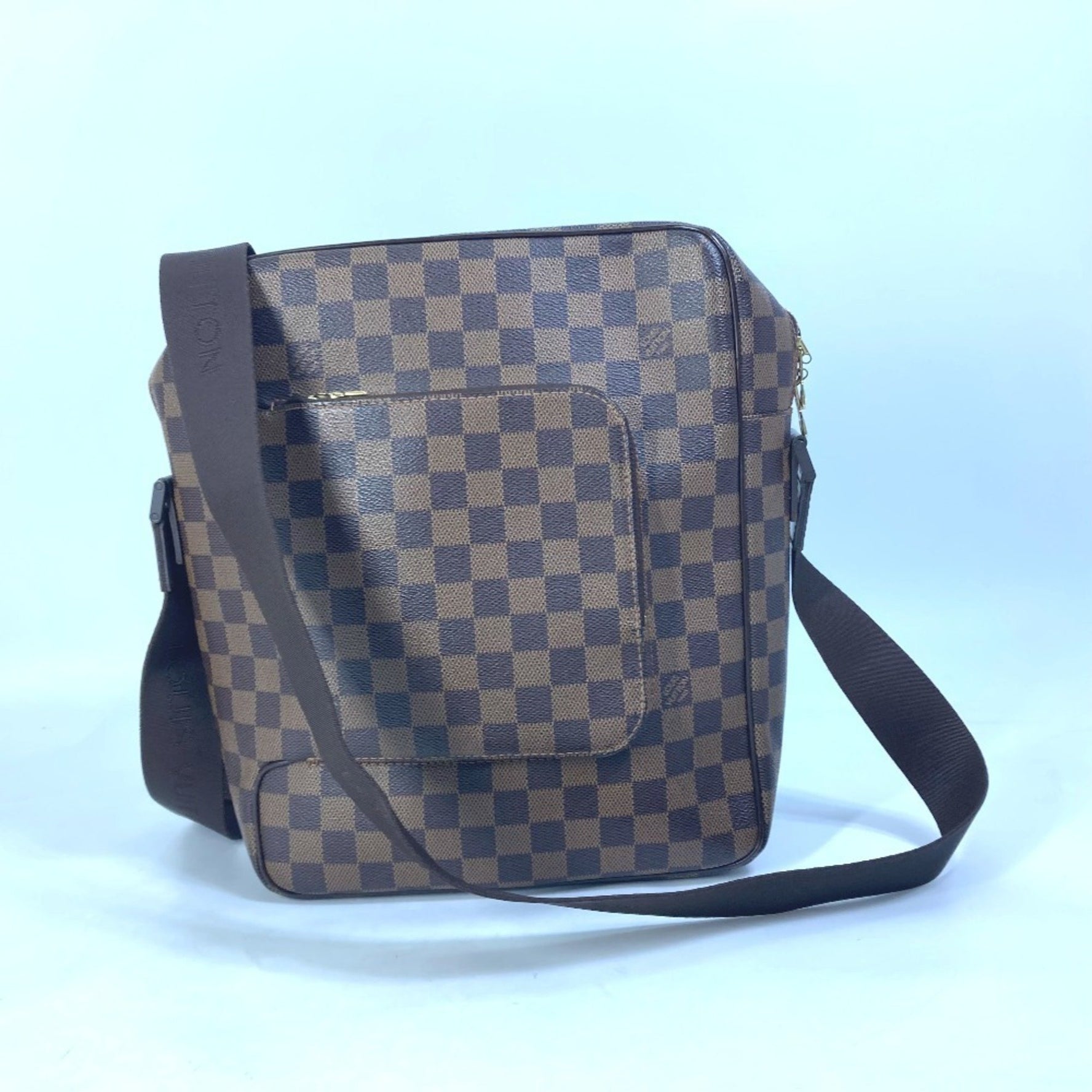 Louis Vuitton Damier Olaf MM Shoulder Bag, Canvas, Men's, Ebene, Brown