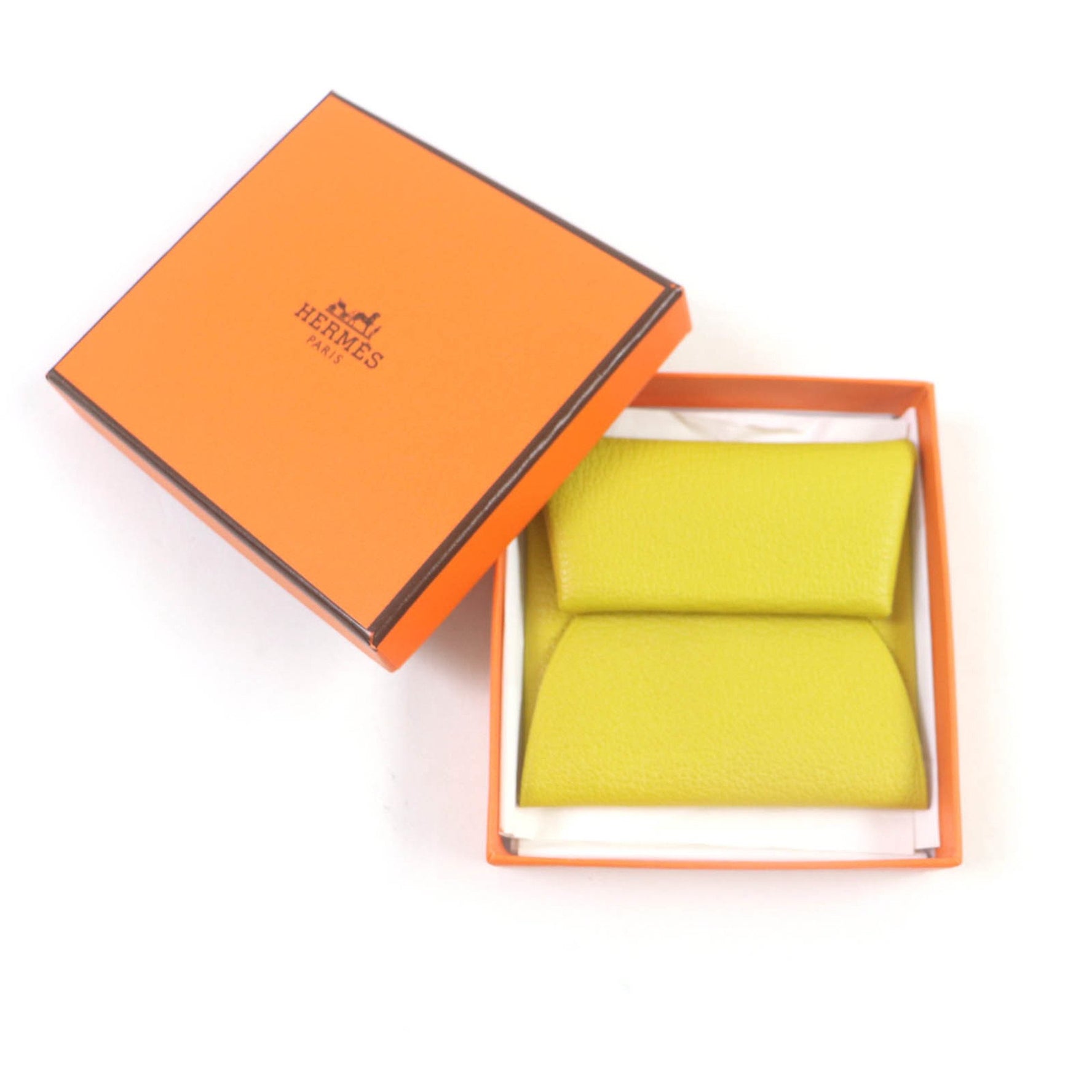 HERMES Bastia Verso Cumin Orange Minian Chevre Wallet/Coin Case, Double Stamped, Box Included, Made in France