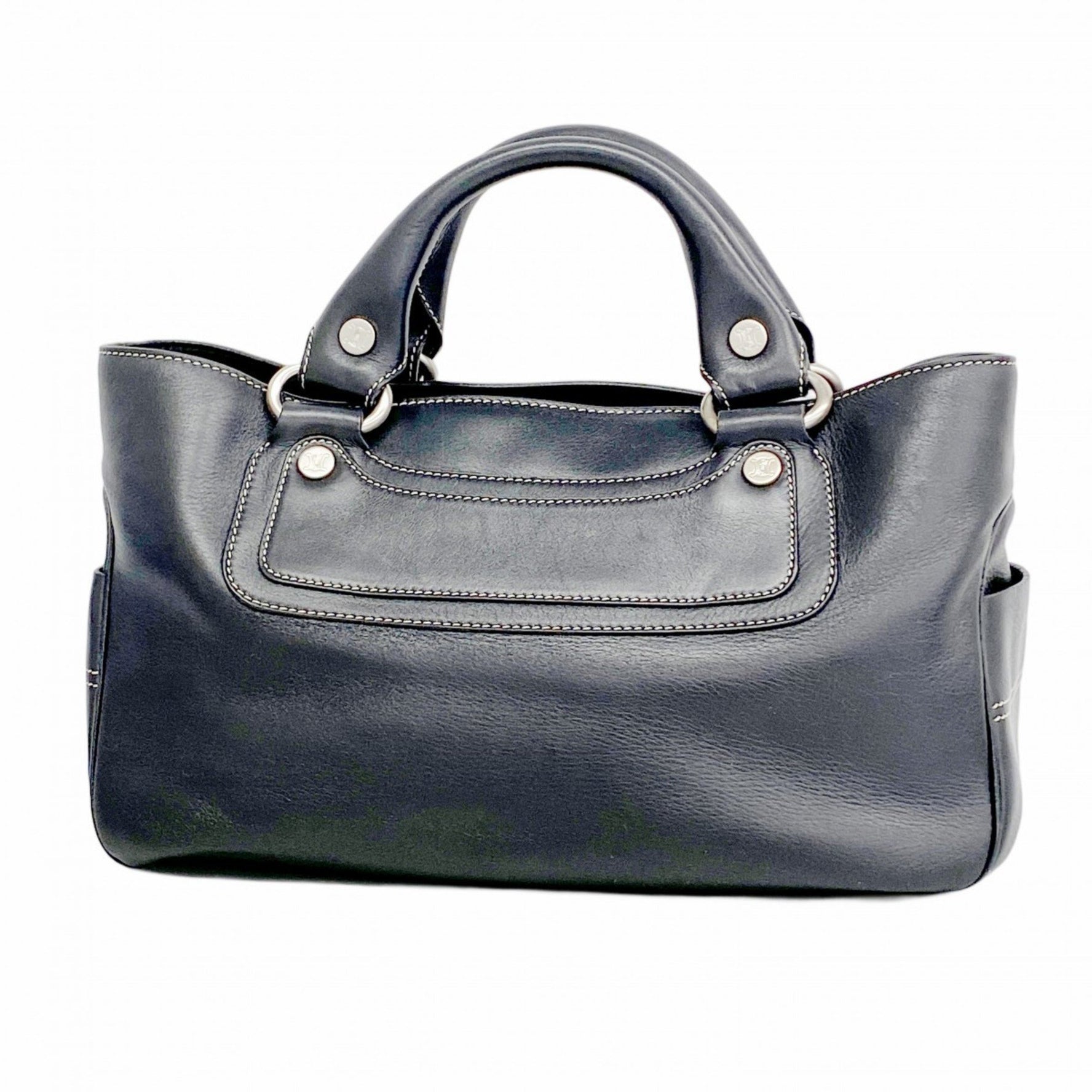 Celine Boogie Leather Handbag Black Women's