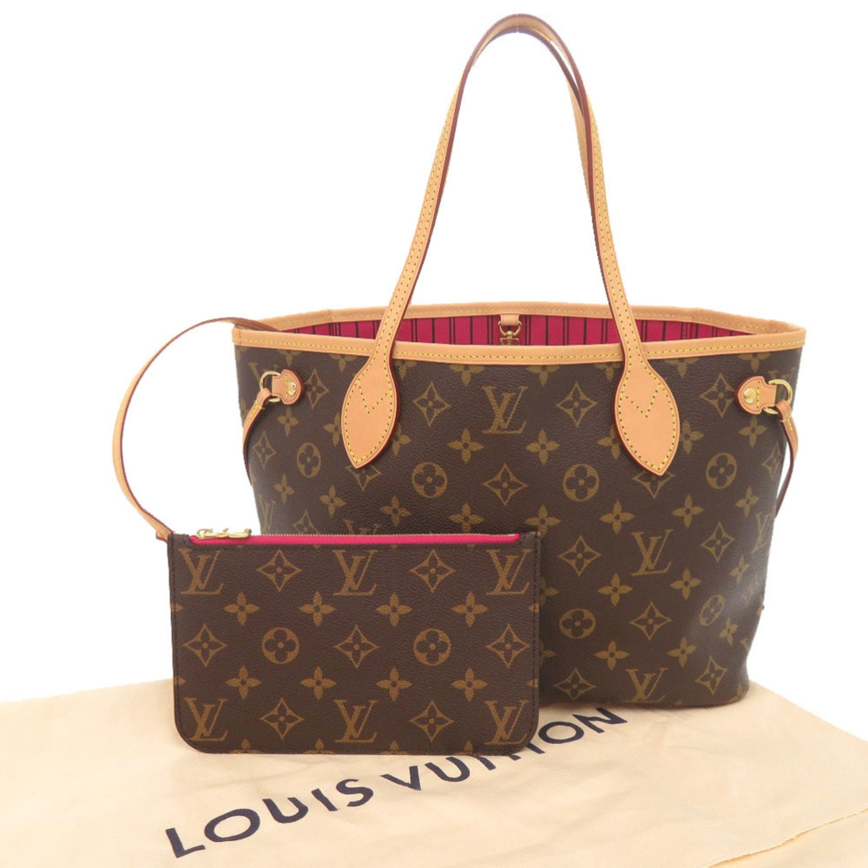 Louis Vuitton Neverfull PM Monogram Fuchsia Tote Bag LV 0290 LOUIS VUITTON