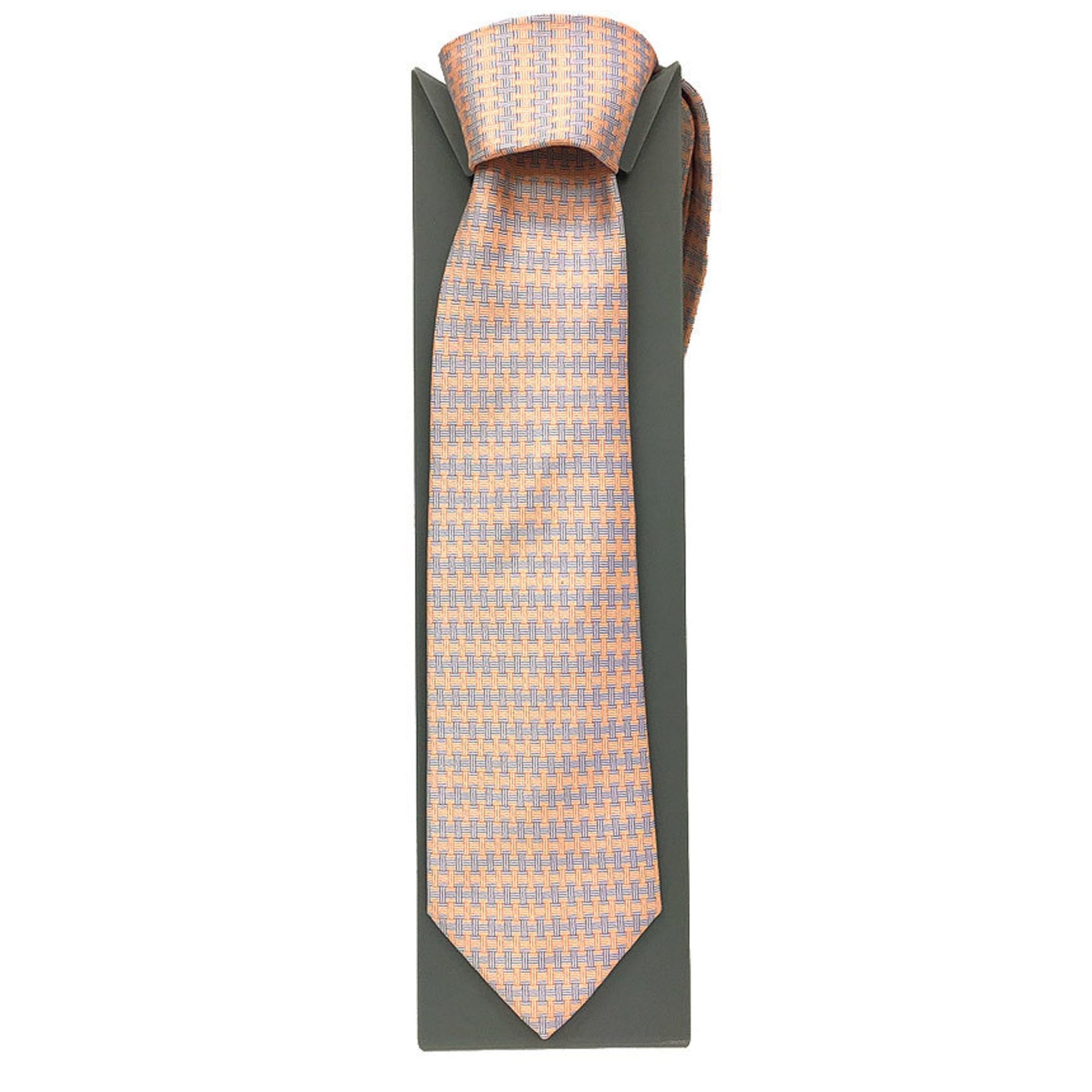 Hermes HERMES tie H pattern 100% silk orange men's