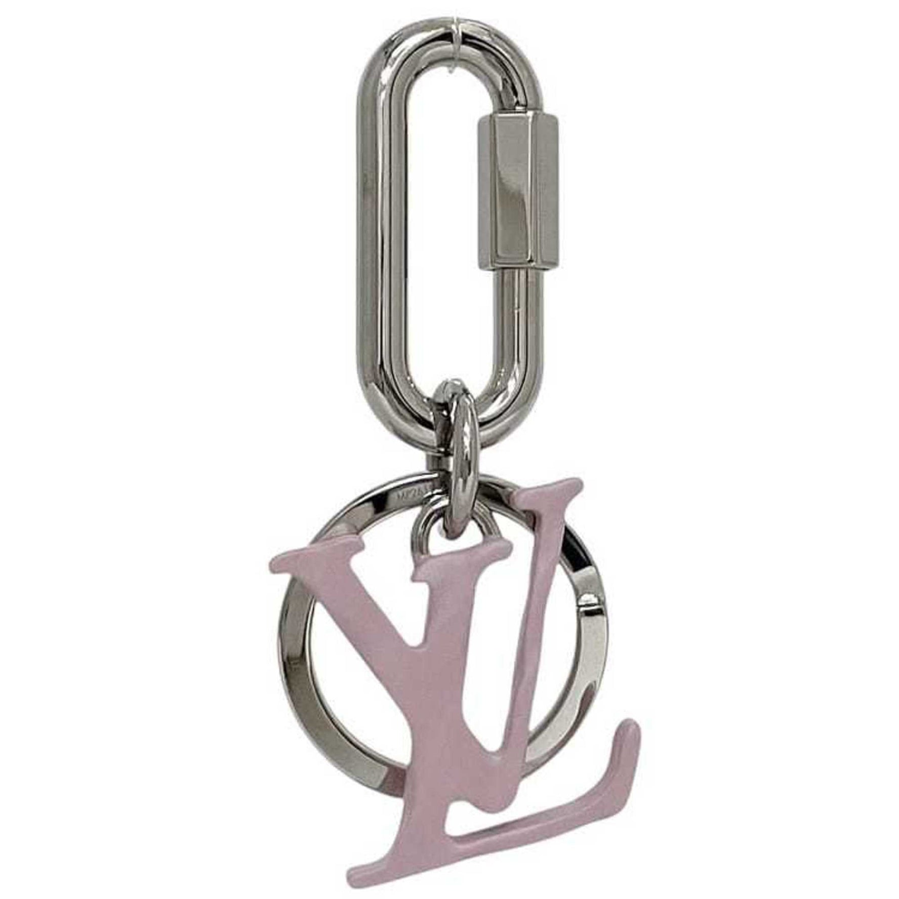 Louis Vuitton Porte-Cles Keychain, LV Shape, Silver with Purple Pink, Metal, Key Ring, Charm Holder, Men's and Charm.