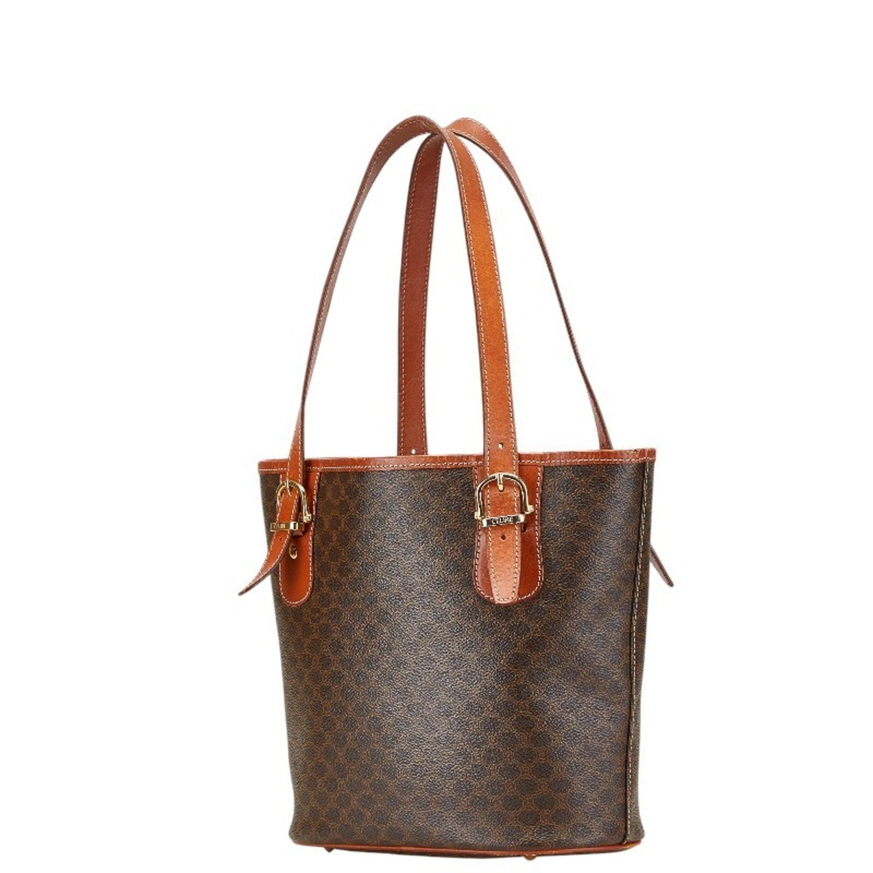 Celine Macadam Tote Bag, Brown Leather