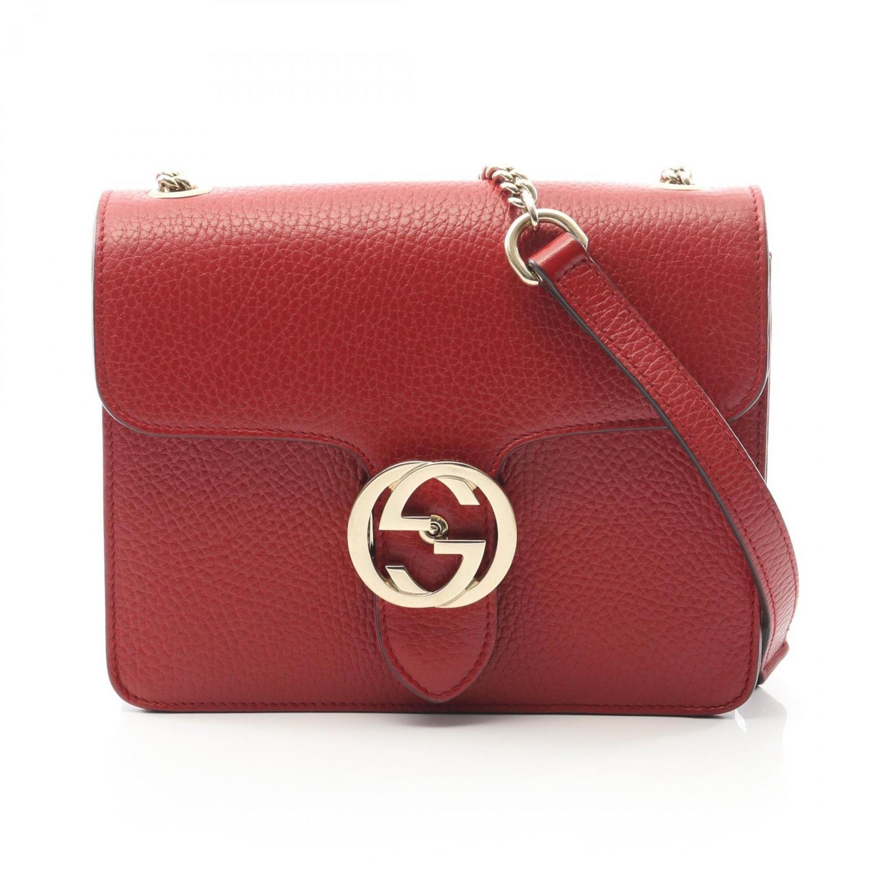 Gucci Interlocking G Shoulder Bag, Leather, Red