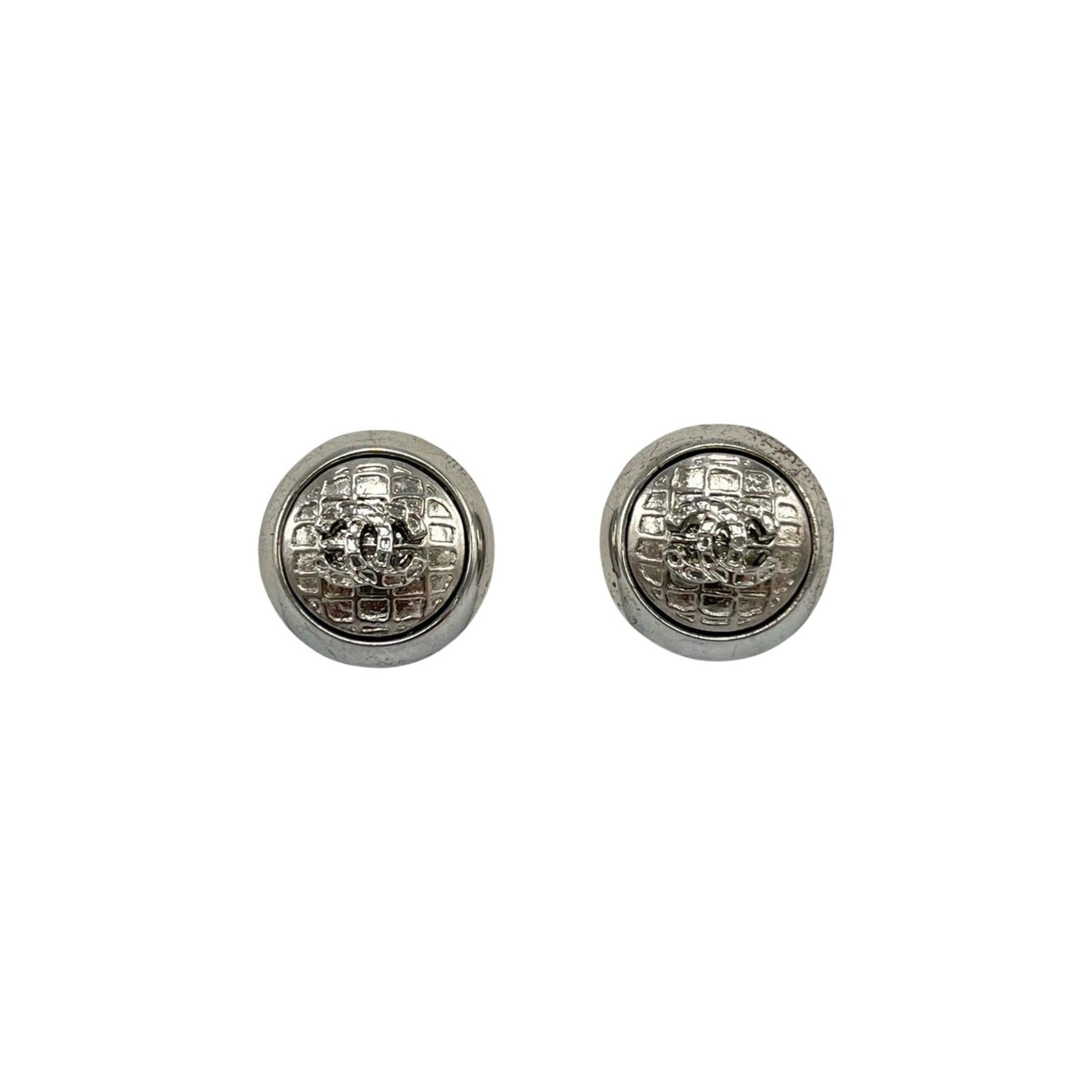 CHANEL Coco Mark Metal Silver Earrings for Women