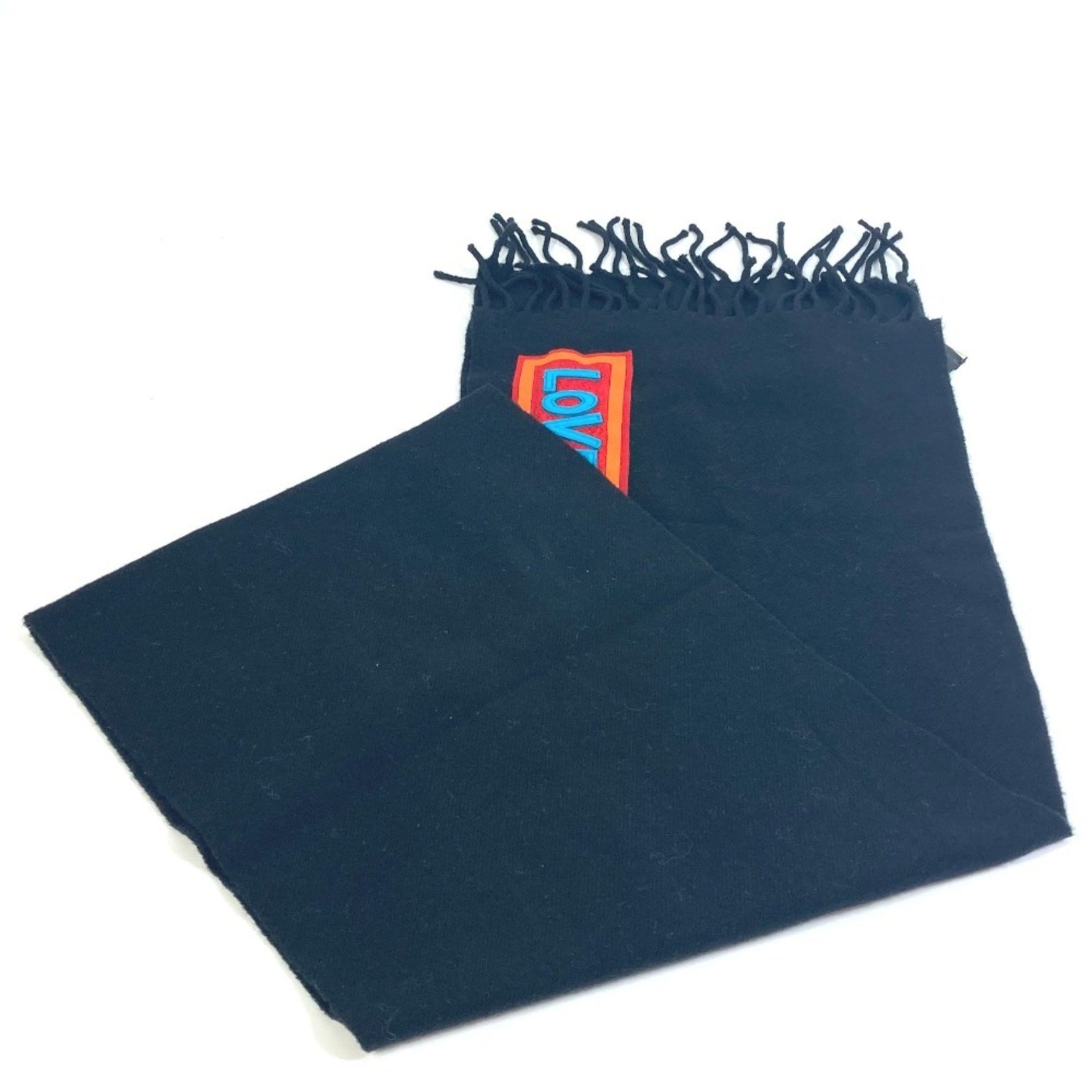 FENDI Apparel Scarf/Muffler with Logo Patch and Fringe, Wool