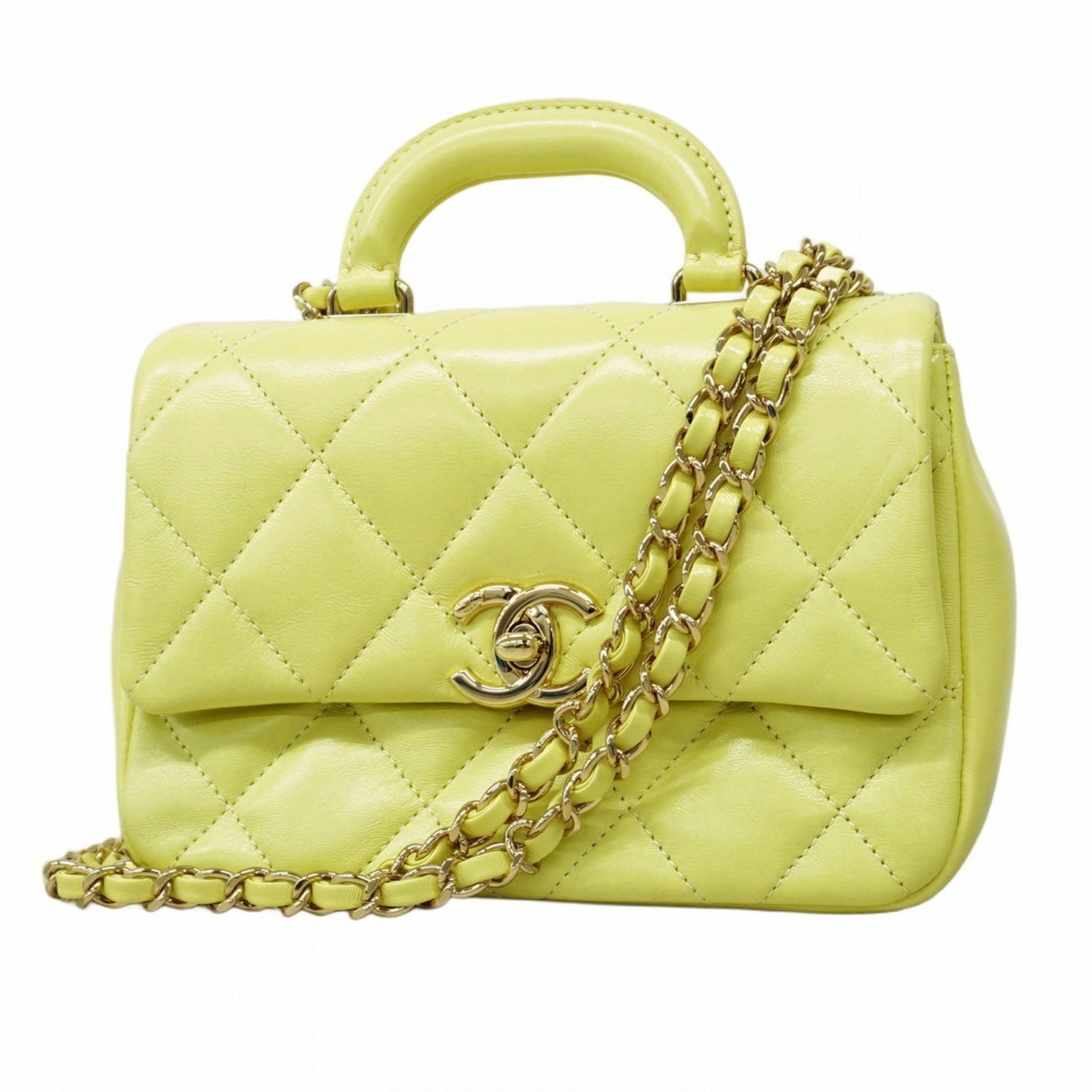 Chanel Matelasse Handbag, Light Green/Champagne Lambskin, Bag