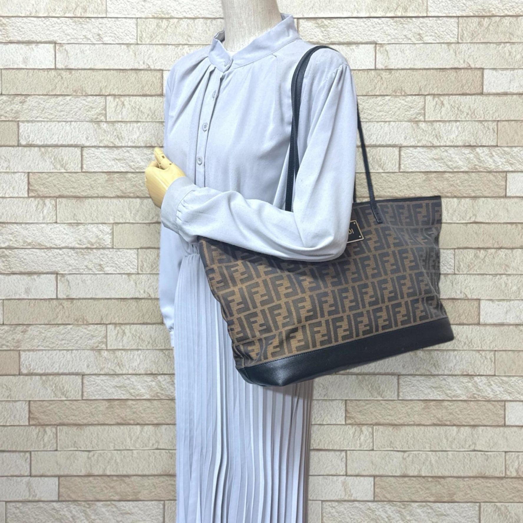 Fendi Zucca Tote Bag, Canvas, Brown