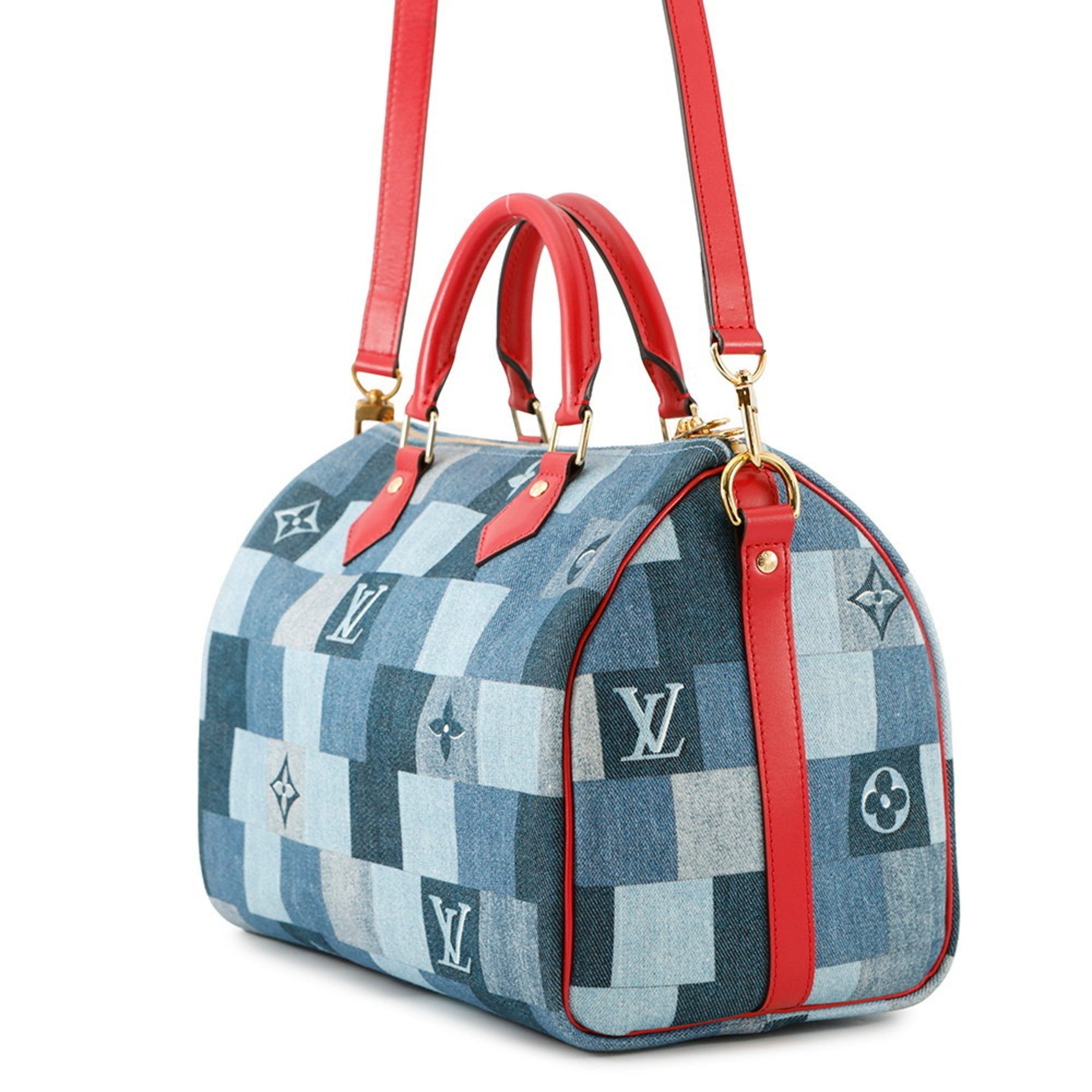 Louis Vuitton Monogram Denim Speedy Bandouliere 30 Handbag Shoulder Bag