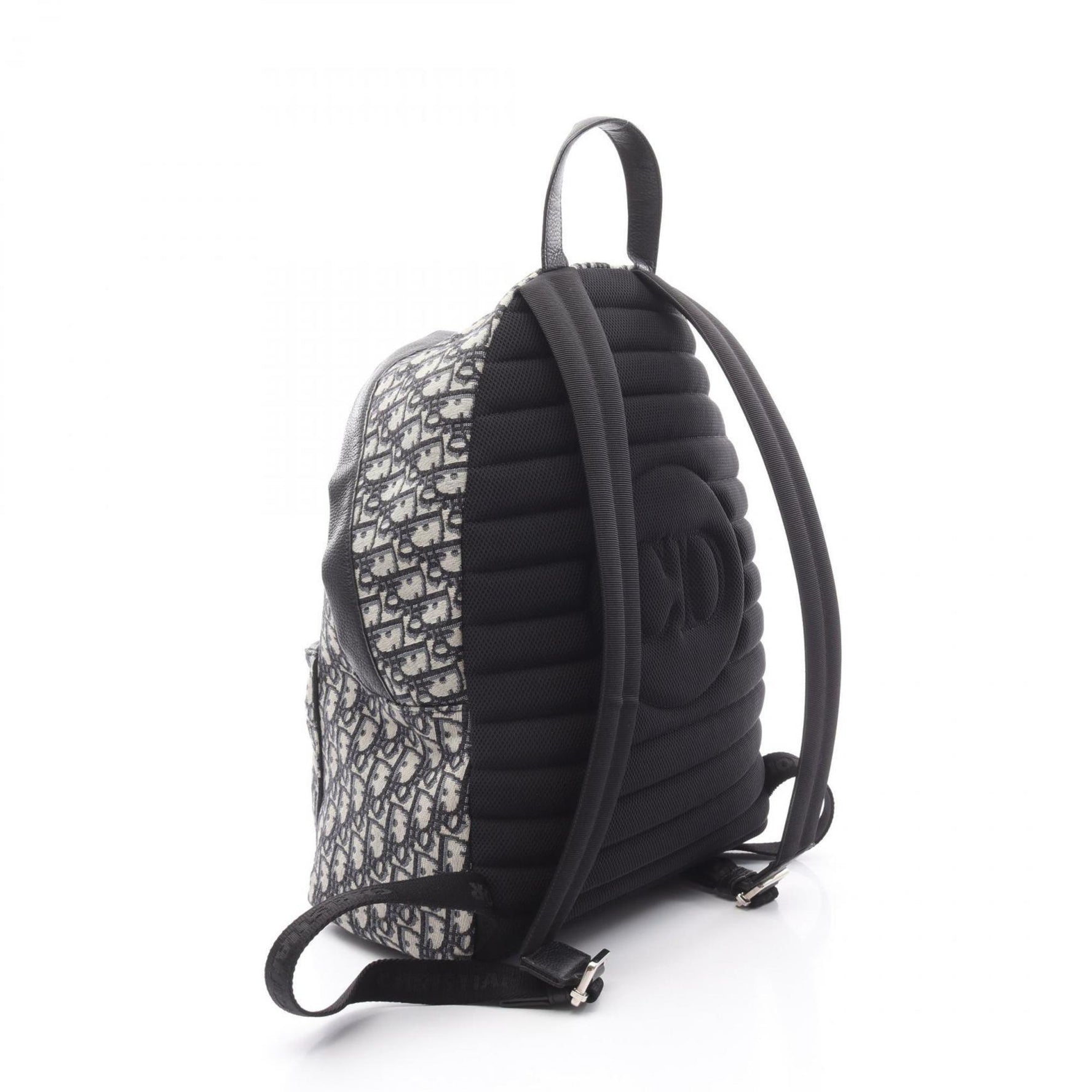 Christian Dior Dior Oblique Jacquard Backpack Bag in Canvas and Leather Women, Beige, Black, Blue