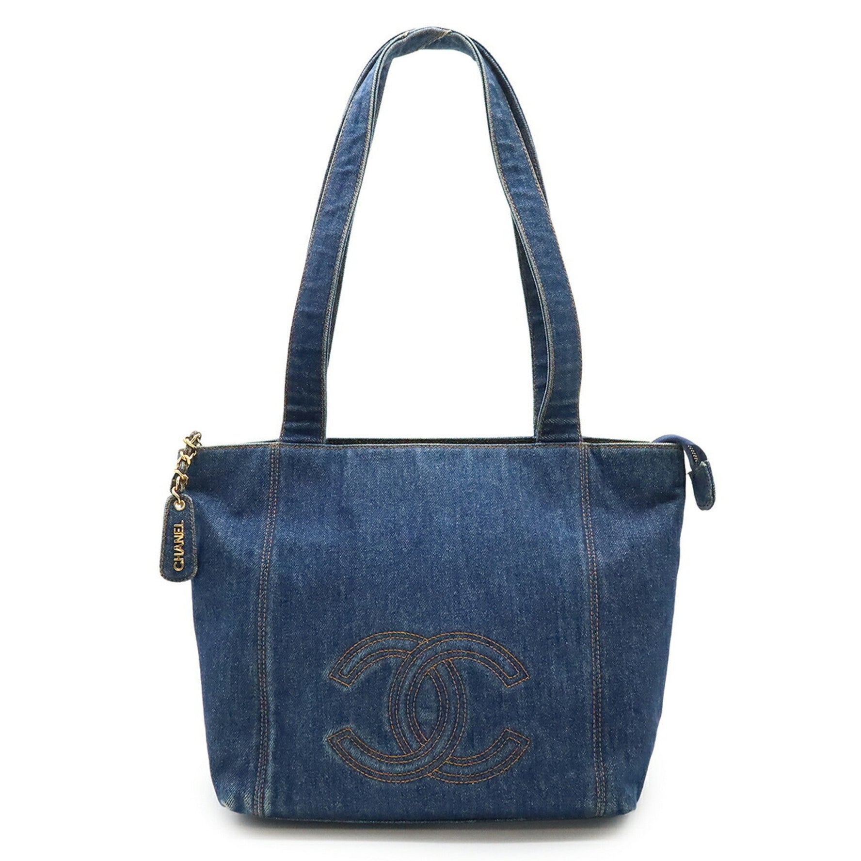 CHANEL Coco Mark Denim Tote Bag Shoulder