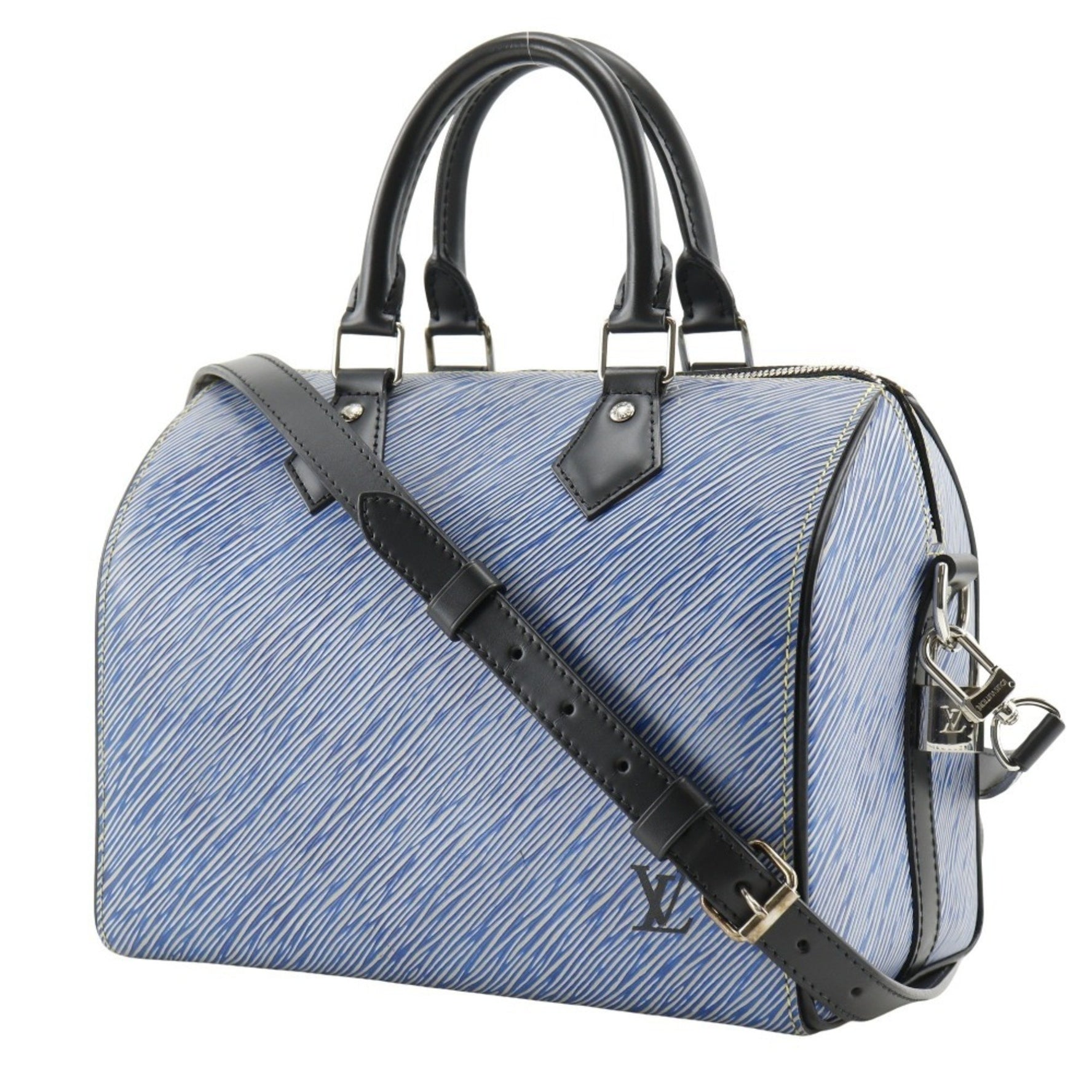 Louis Vuitton Speedy Bandouliere 25 Handbag Shoulder M51280 Epi Leather Denim 2017 Blue SN0137 2way A5 Double Women's