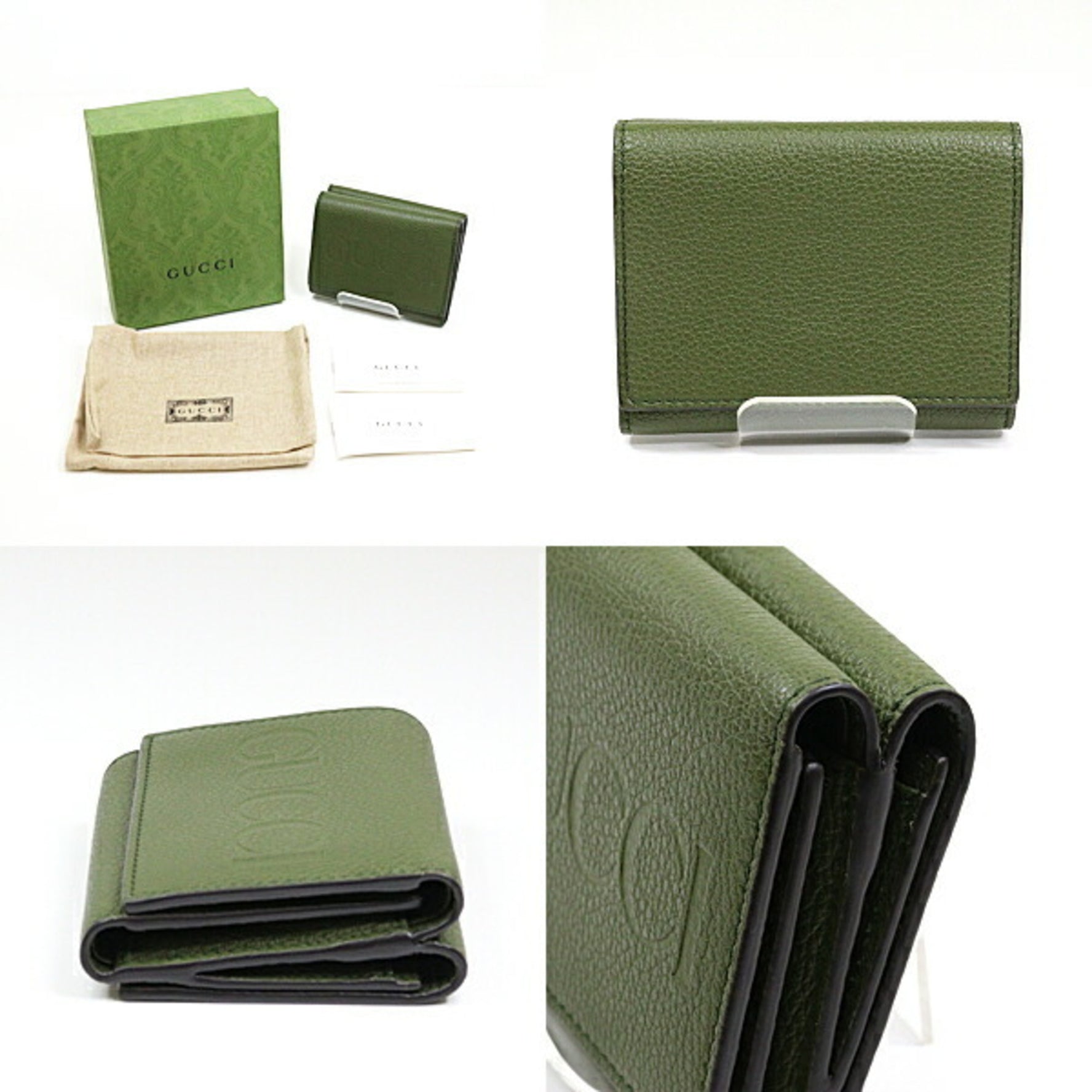 GUCCI Tri-fold Wallet Forest Green Khaki