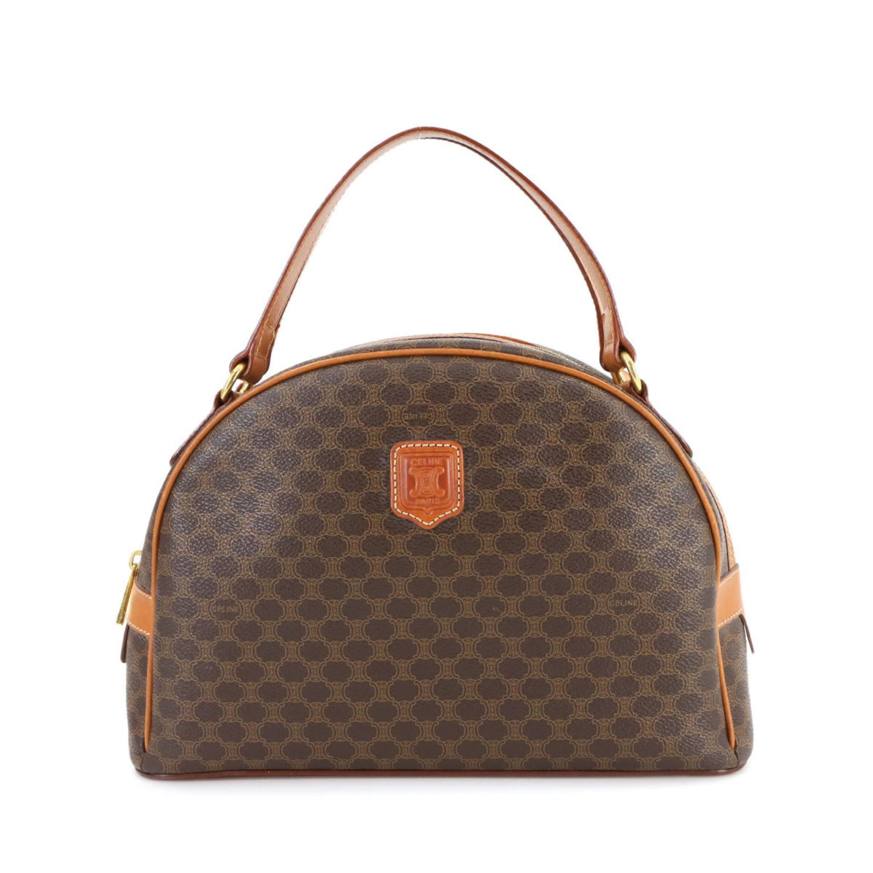 CELINE Macadam Handbag PVC Leather Gold Hardware Half Moon Bag