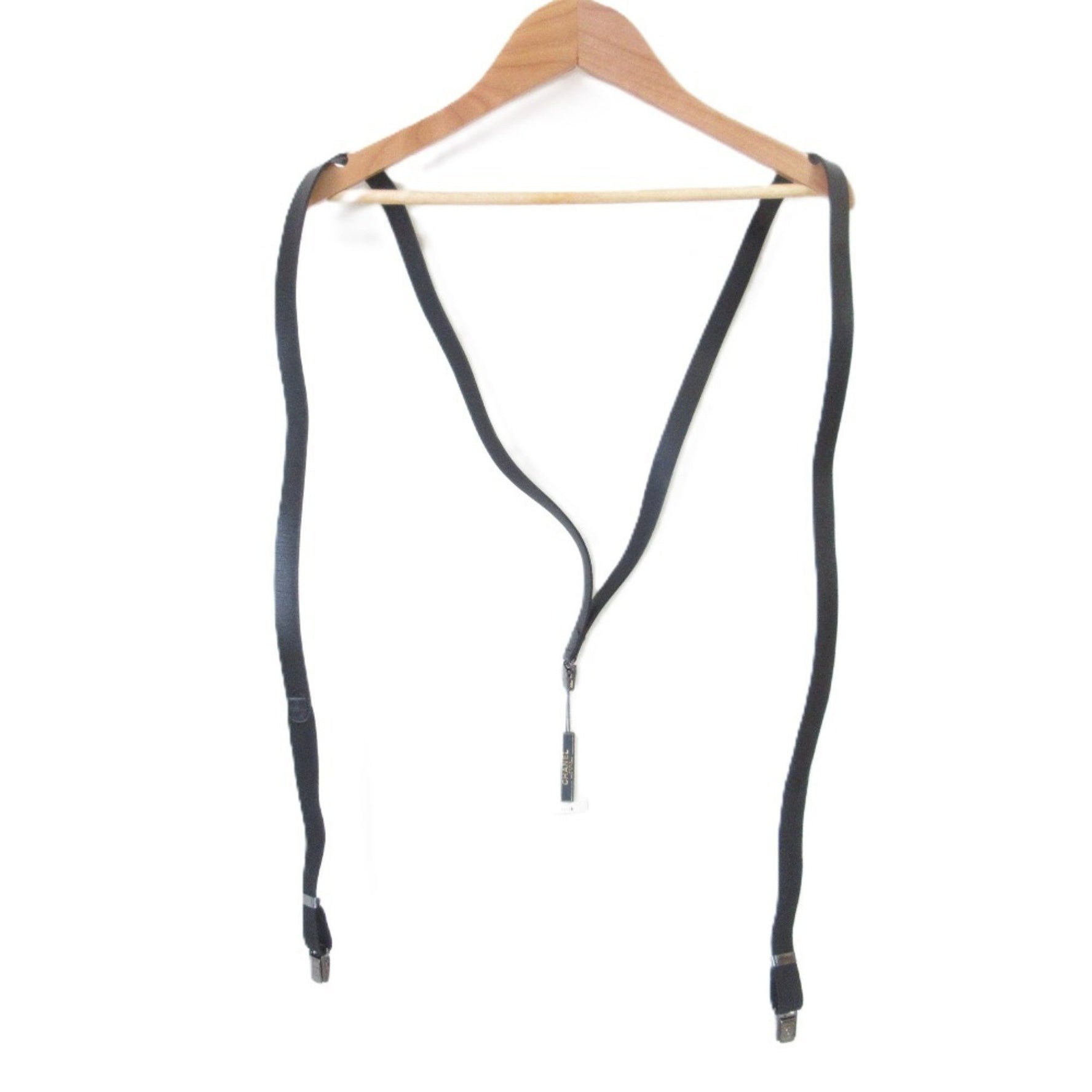 CHANEL Vintage Leather Suspender Belt x Silver Hardware