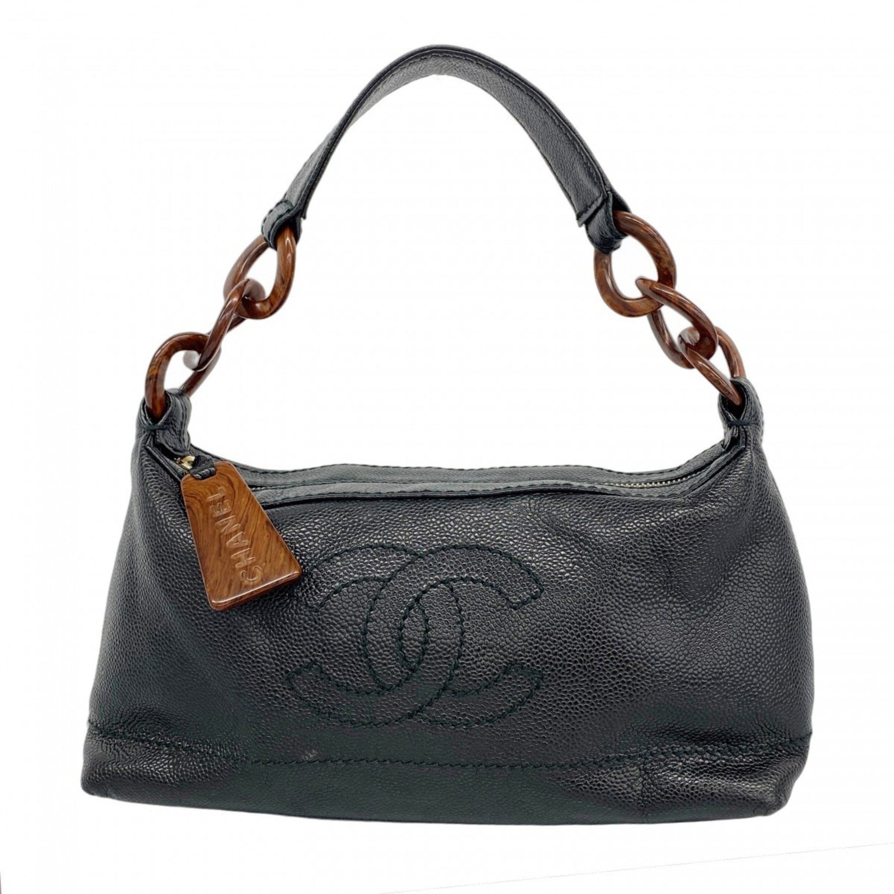 Chanel Shoulder Bag Caviar Skin Black Women's