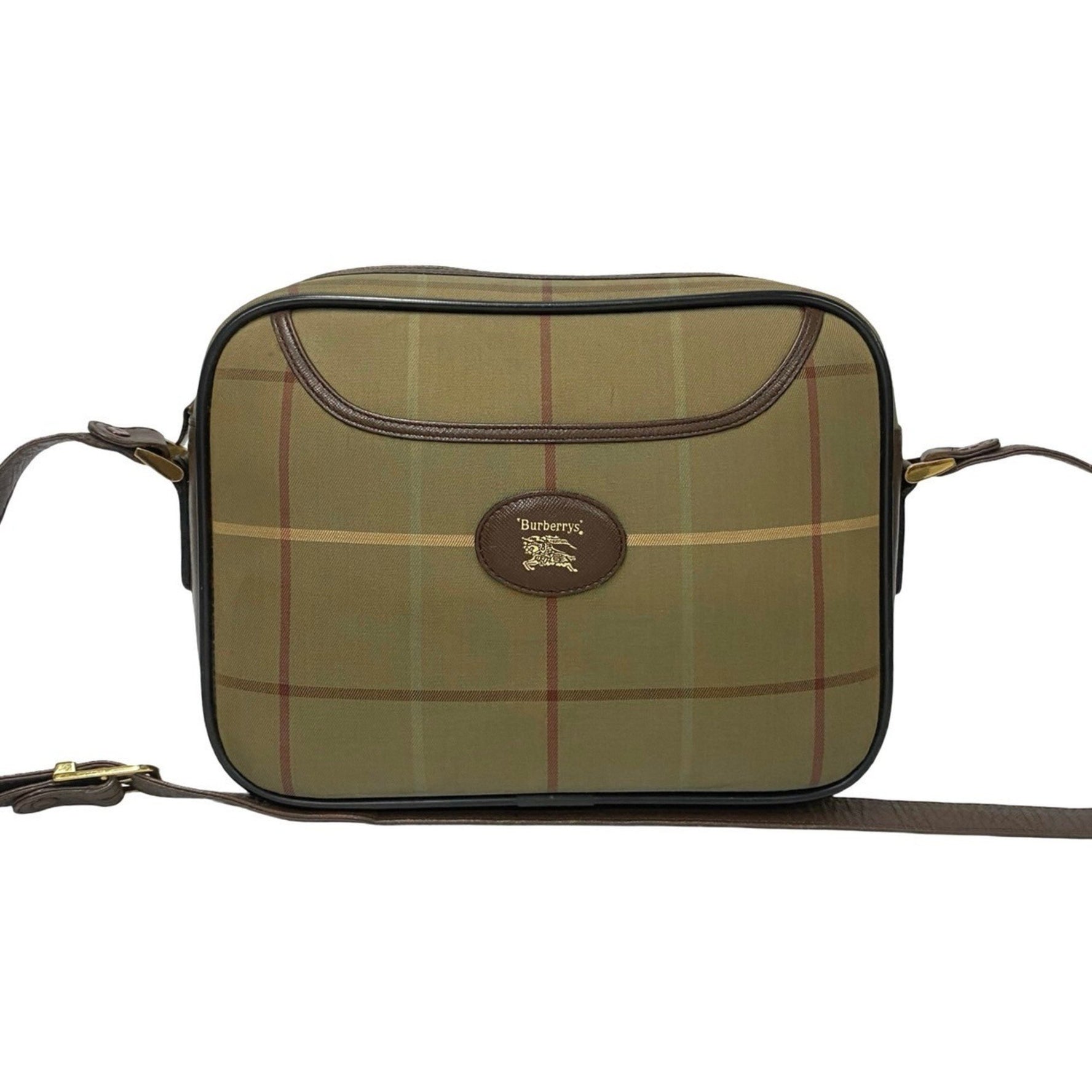 Burberry's Vintage Nova Check Leather Canvas Shoulder Bag/Pochette in Brown