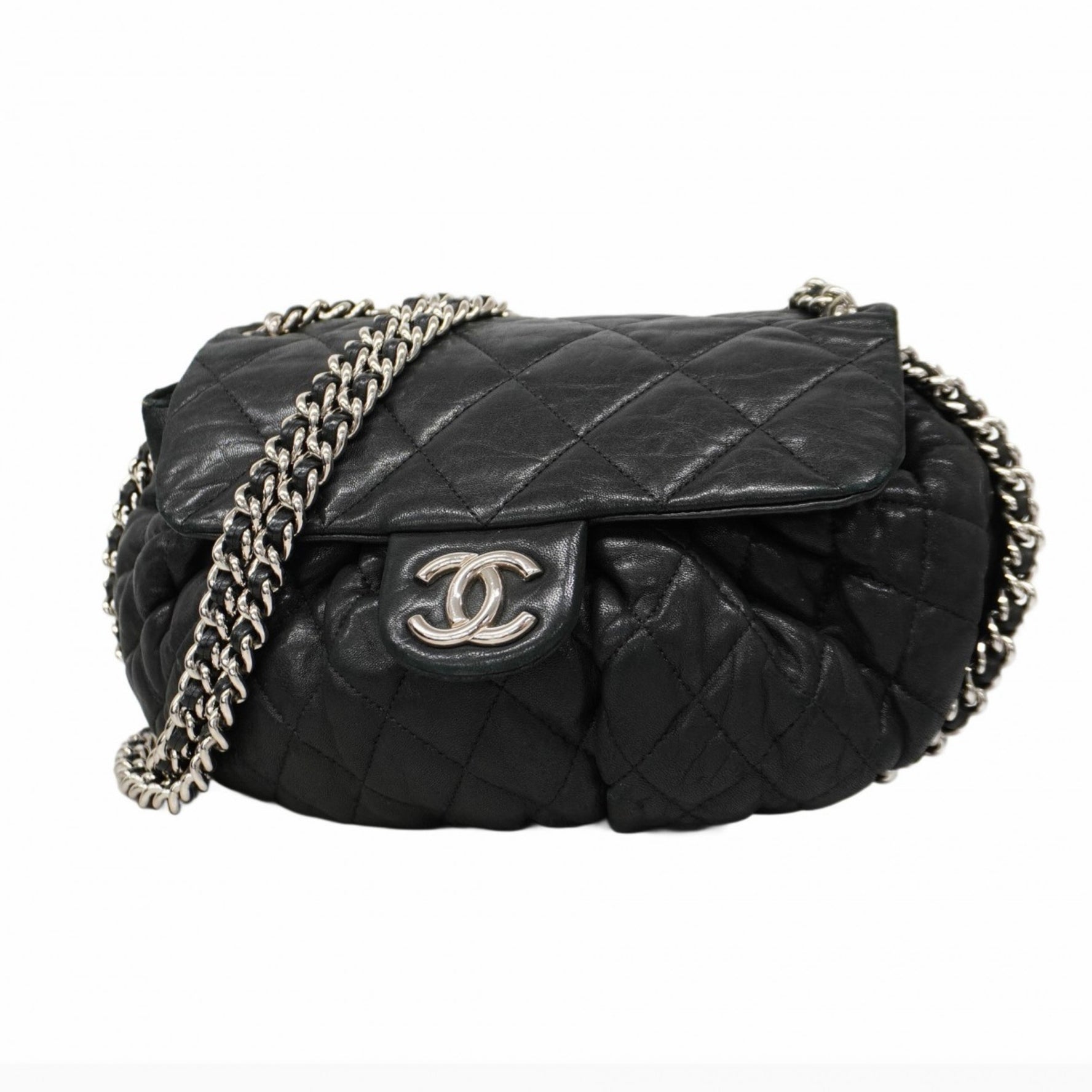Chanel Matelasse Shoulder Bag, Leather, Black, Women's