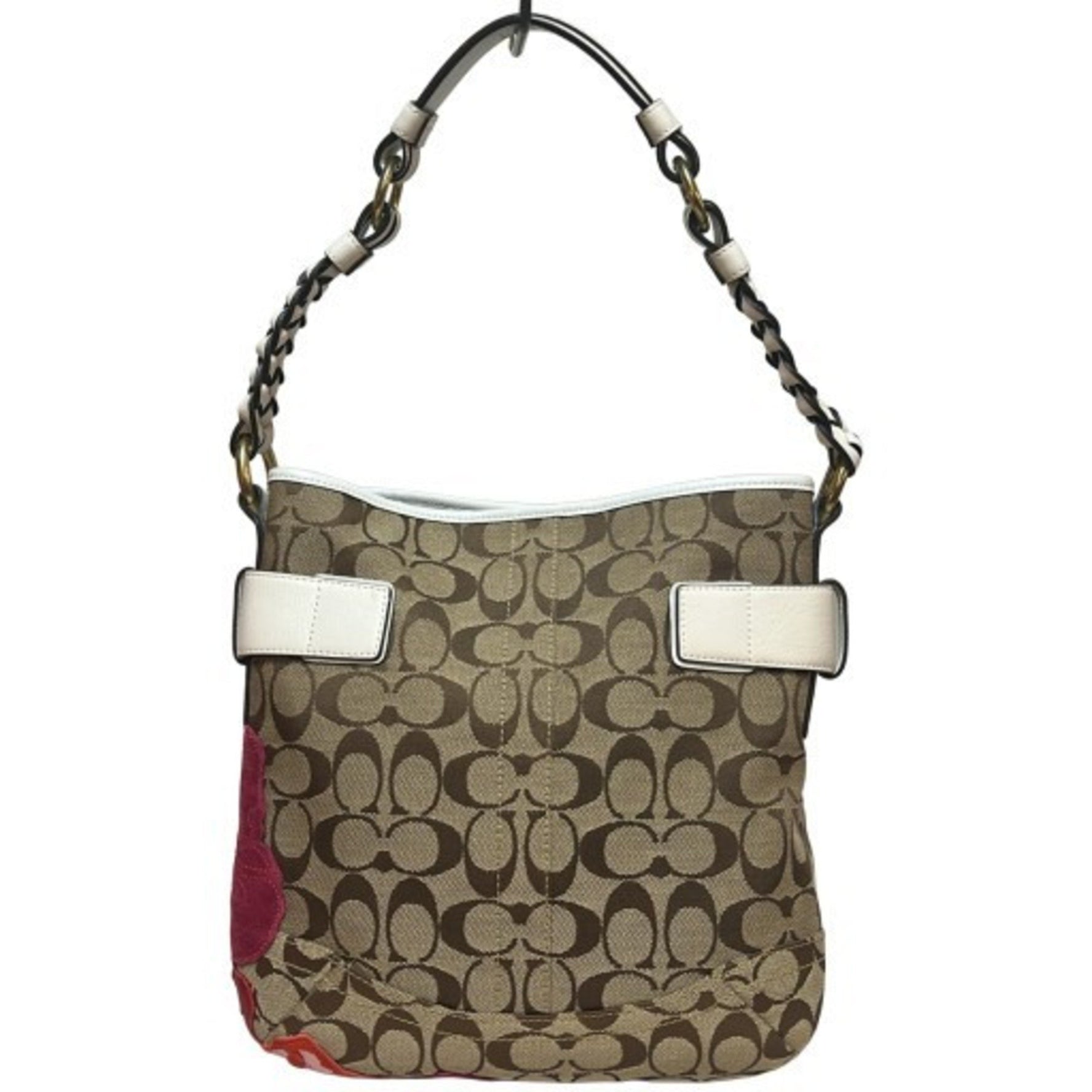COACH Signature Soho Shoulder Bag with Flower Motif, Leather and Suede, 6123, Mikunigaoka Store