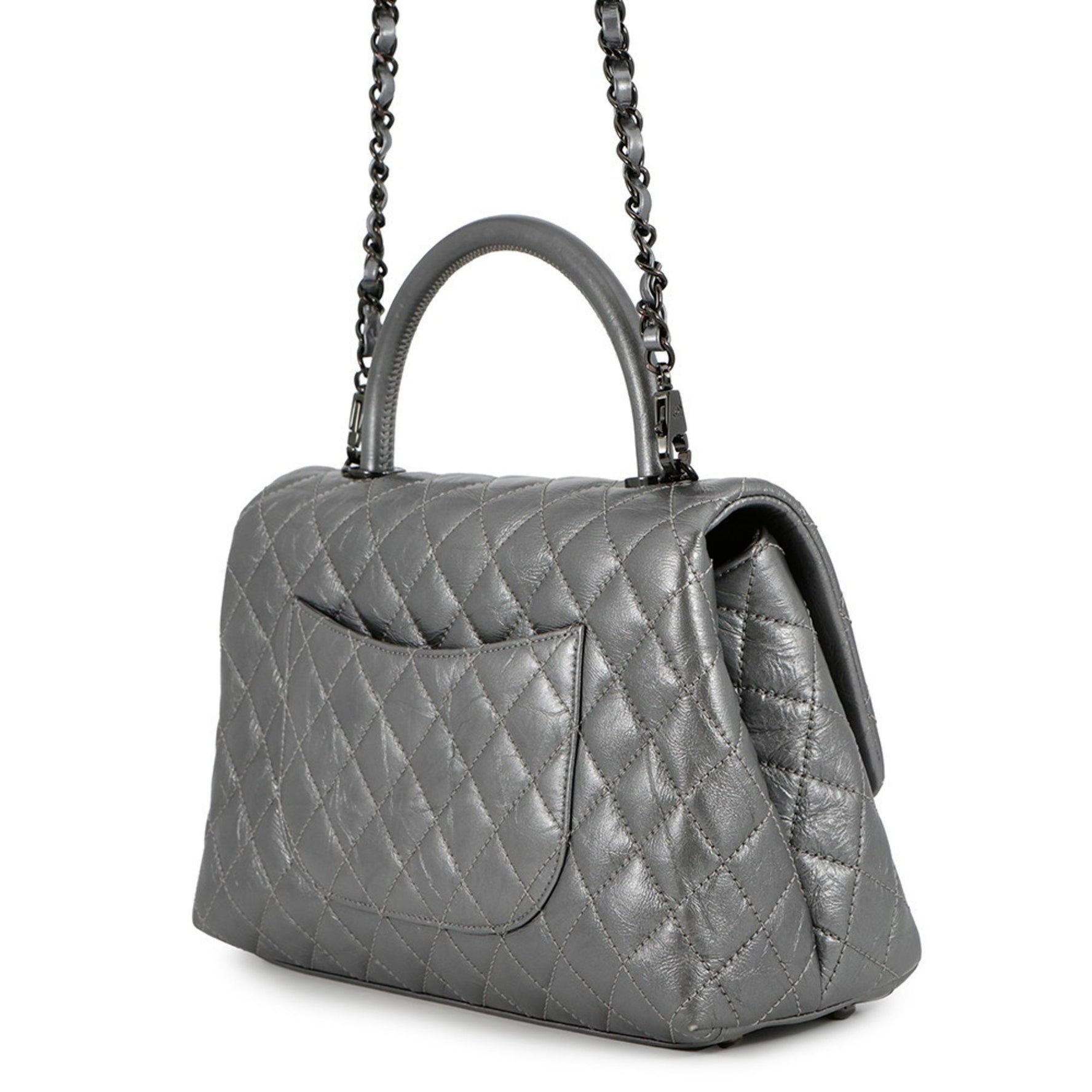 CHANEL Matelasse Handbag with Coco Mark and Handle in Calf Leather -