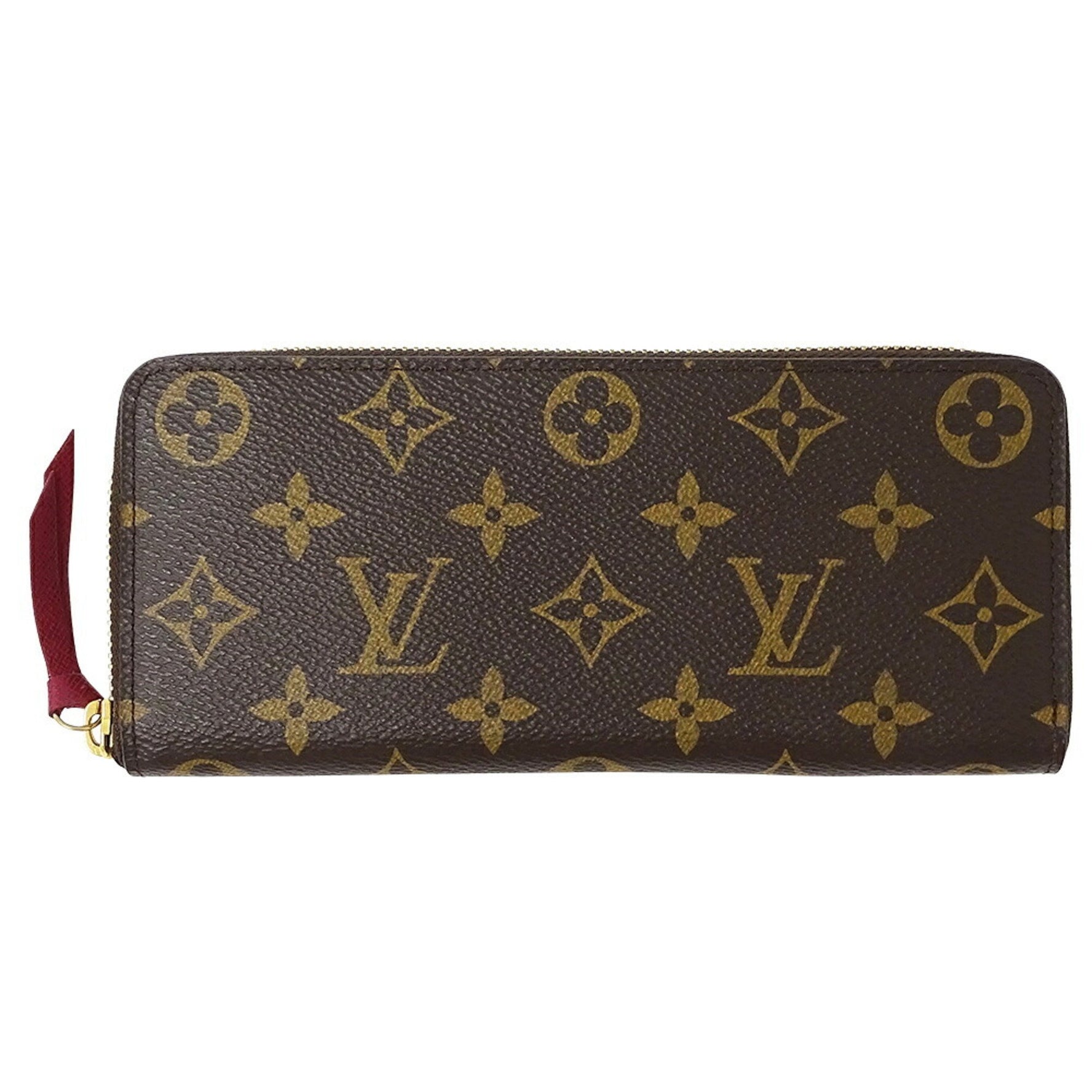Louis Vuitton Monogram Women's Portefeuille Clemence Wallet in Fuchsia, Brown, Round, M60742