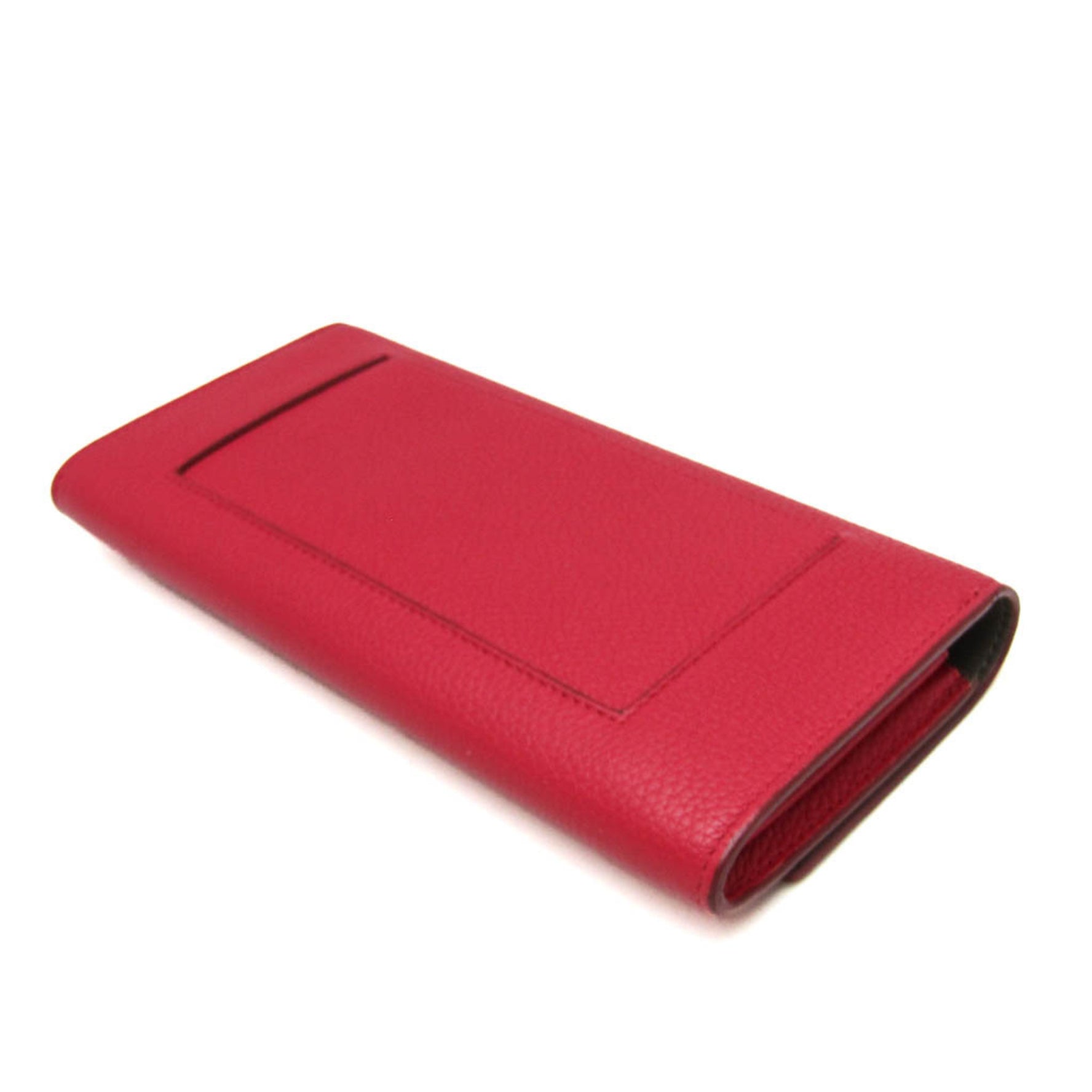 Celine Bicolor Large Flap Multifunction Women's  Calfskin Long Wallet (bi-fold) Gray,Pink Red