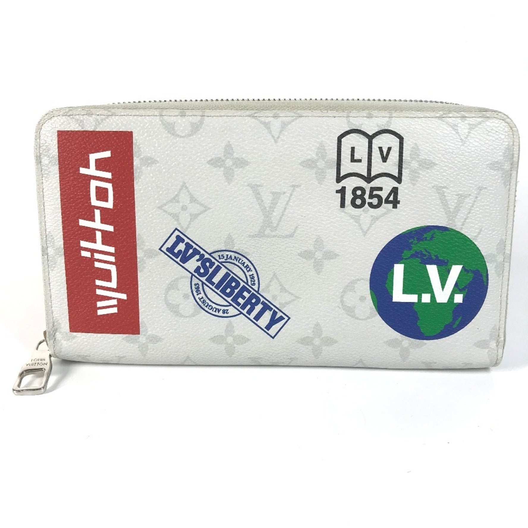 Louis Vuitton Monogram Logo Story Zippy Organizer Round Zipper Long Wallet in Canvas, Men's, White