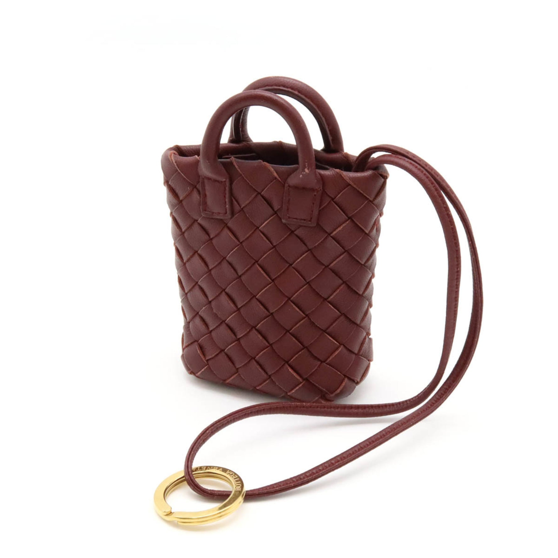 BOTTEGA VENETA Bottega Veneta Intrecciato Bag Charm Keychain Leather Bordeaux