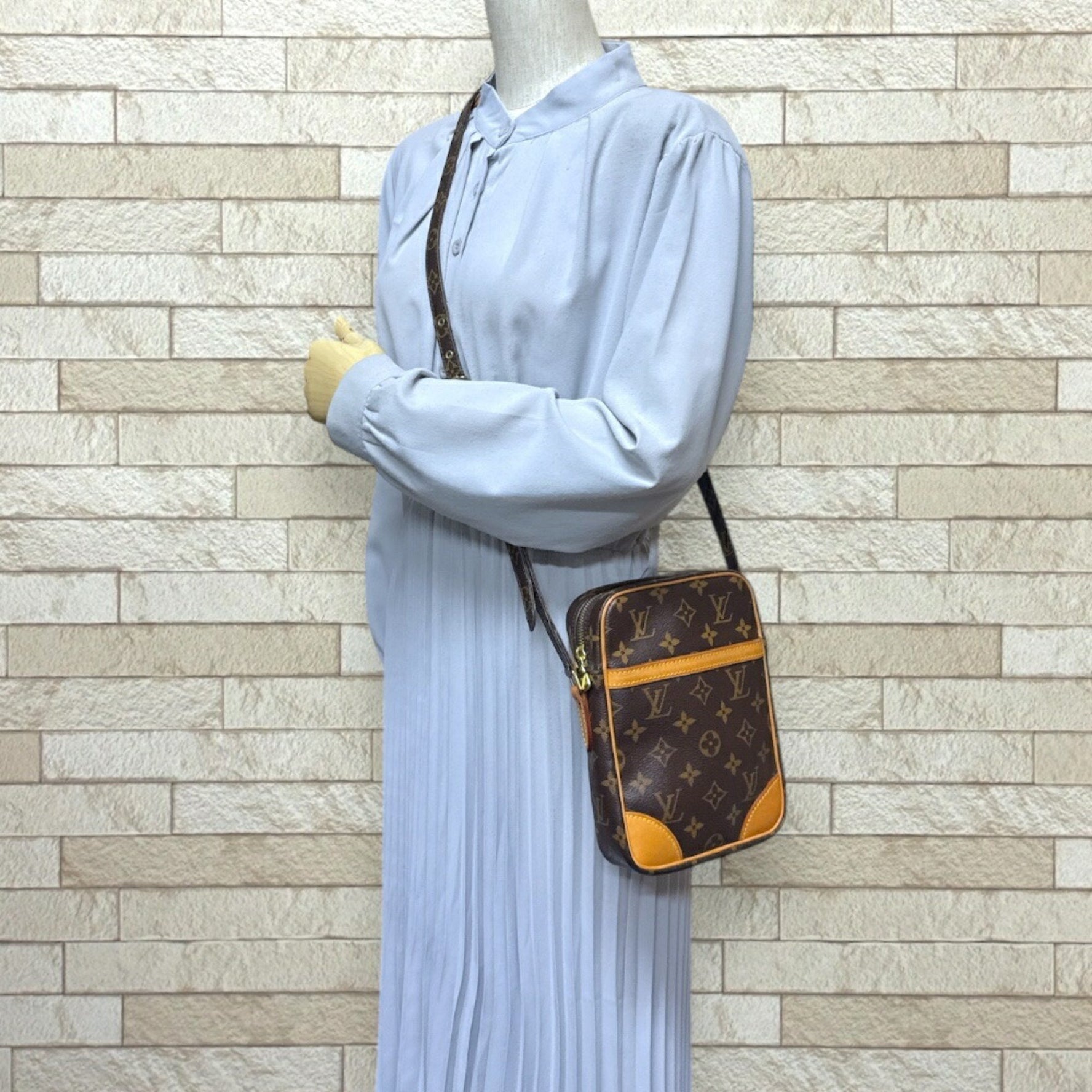 Louis Vuitton Danube Monogram Shoulder Bag in Canvas, M45266, Brown, Women's, LOUIS VUITTON