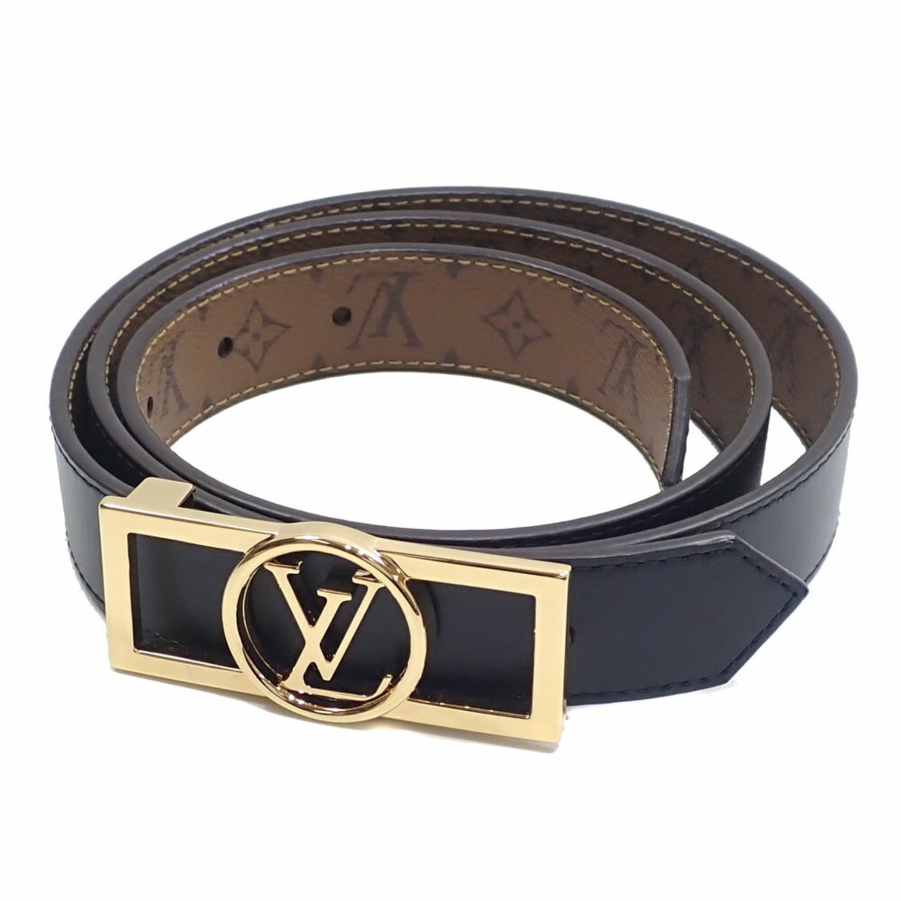 Louis Vuitton Dauphine Reversible Belt, 34 inches Monogram Reverse, Plain Calf Leather