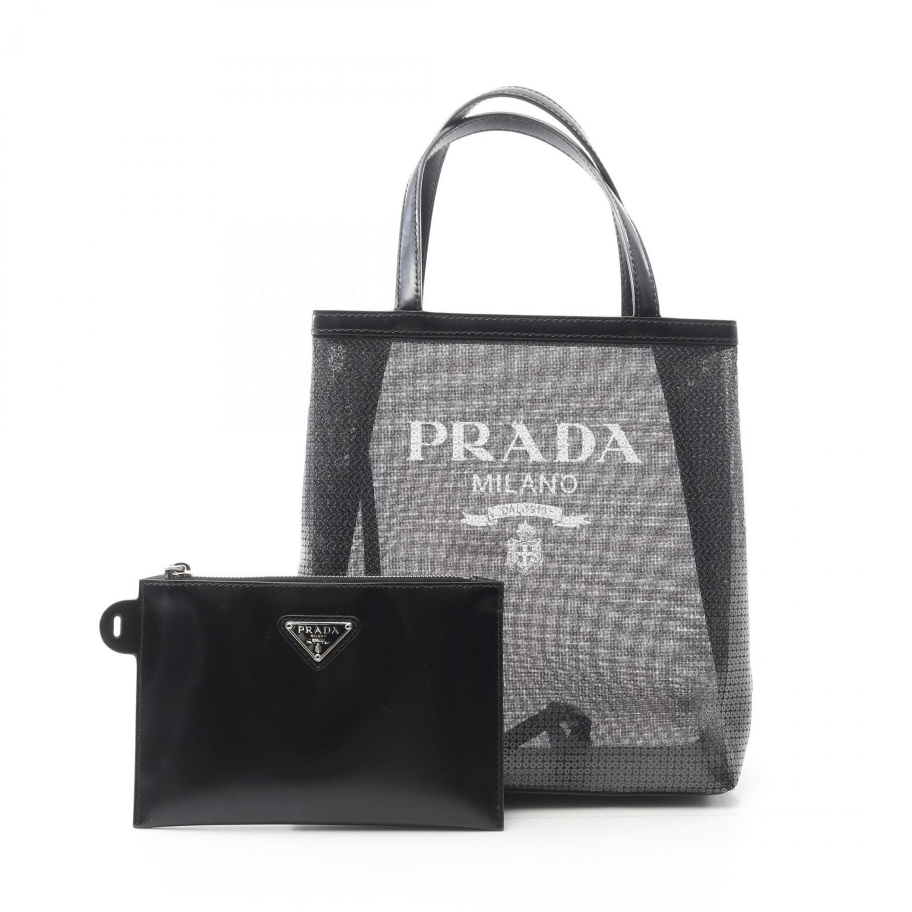 Prada RETE PAILLETTES Tote Bag, Patent Leather and Mesh