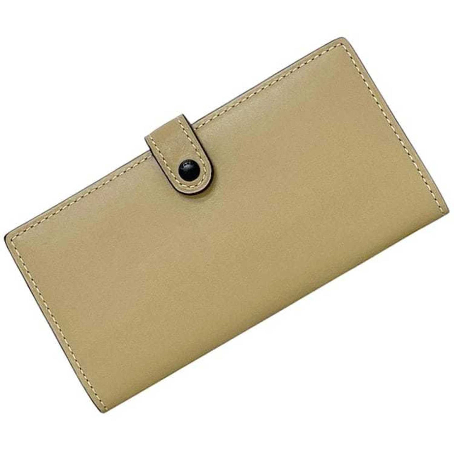 Coach Tri-fold Long Wallet Leather 1941 Men's and Natural Color Solid Stitching