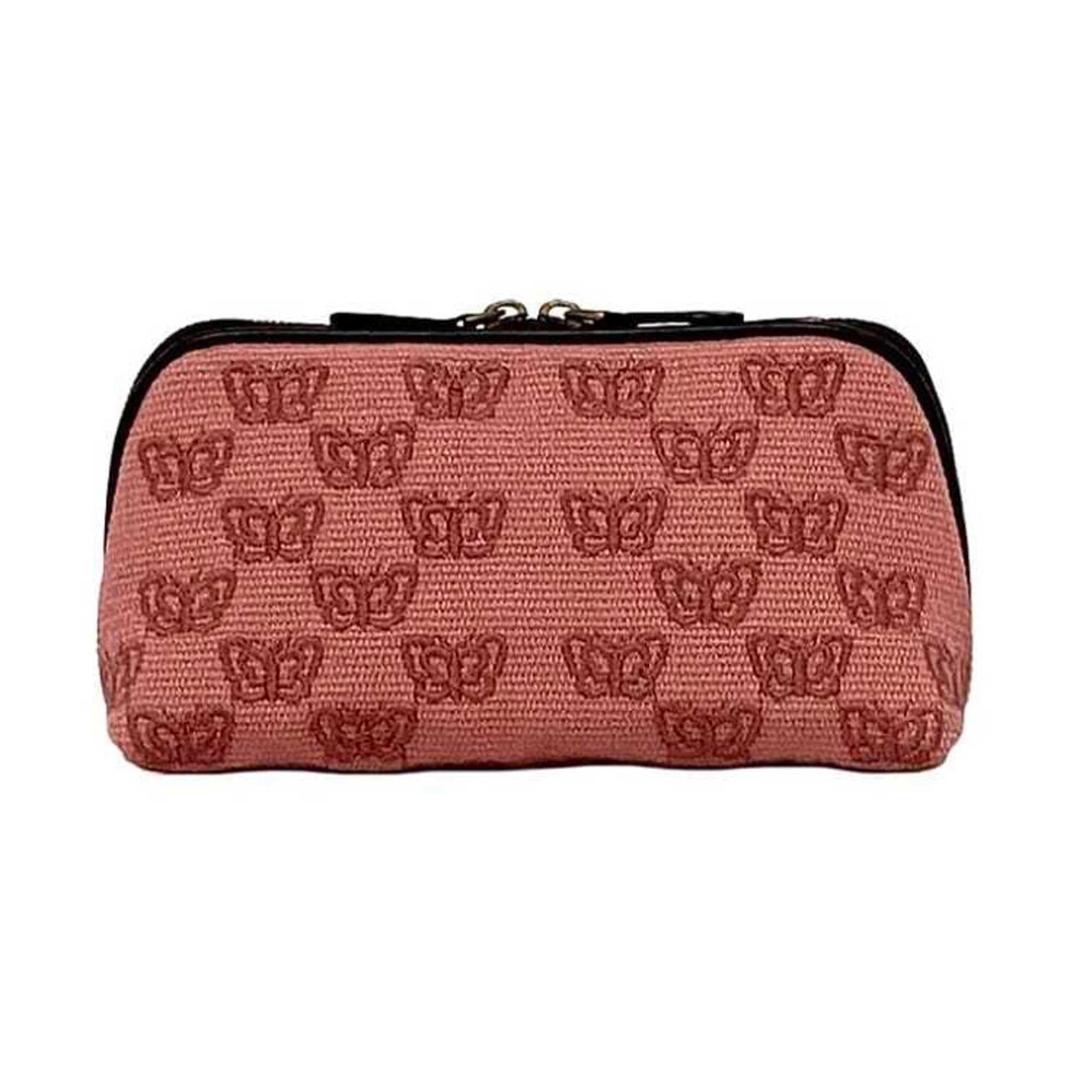 Bottega Veneta pouch ec-22524 Pink canvas leather BOTTEGA VENETA Butterfly embroidery Mini makeup Women's unisex Compact