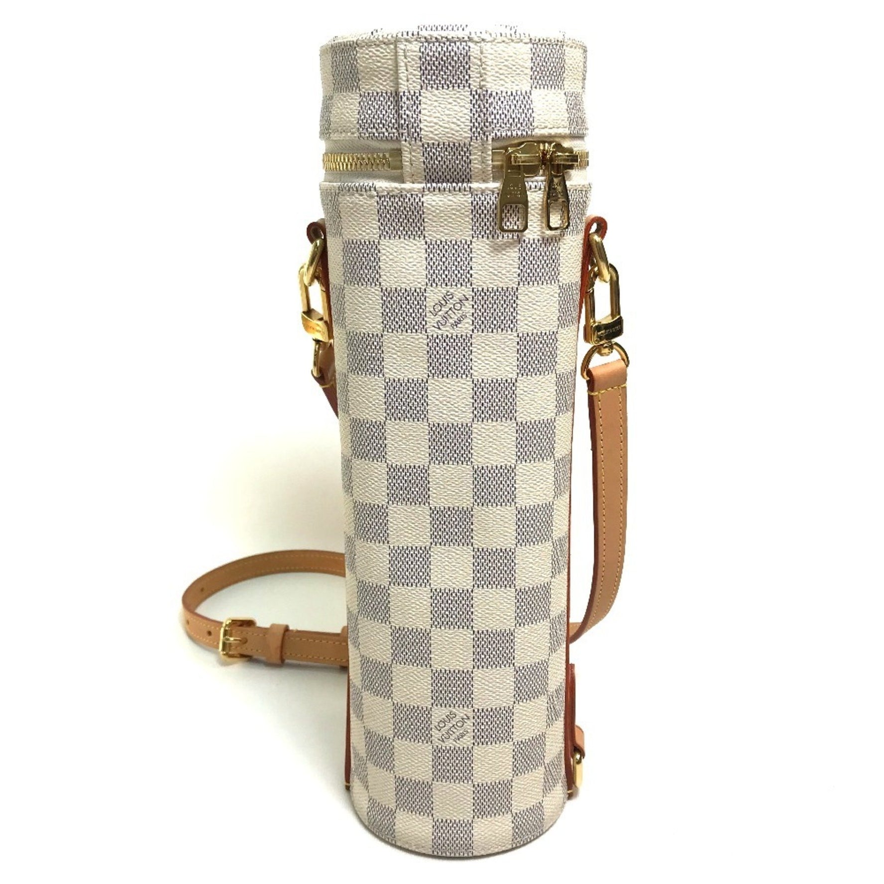 LOUIS VUITTON GI0373 Insulated Porte-Bouteille Bottle Holder Cylindrical Shoulder Bag in Damier Azur Canvas for Women