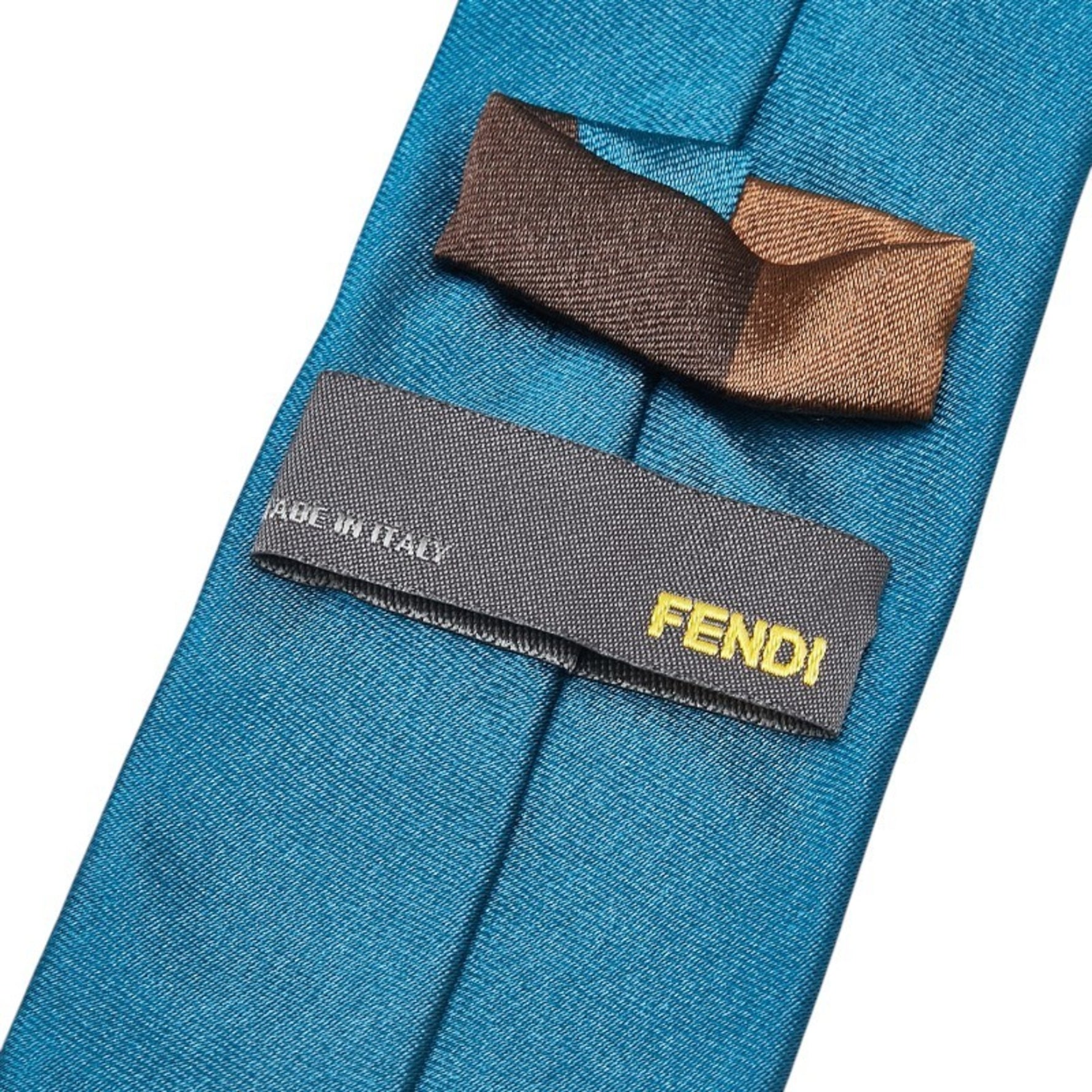 Fendi tie in blue and brown silk .